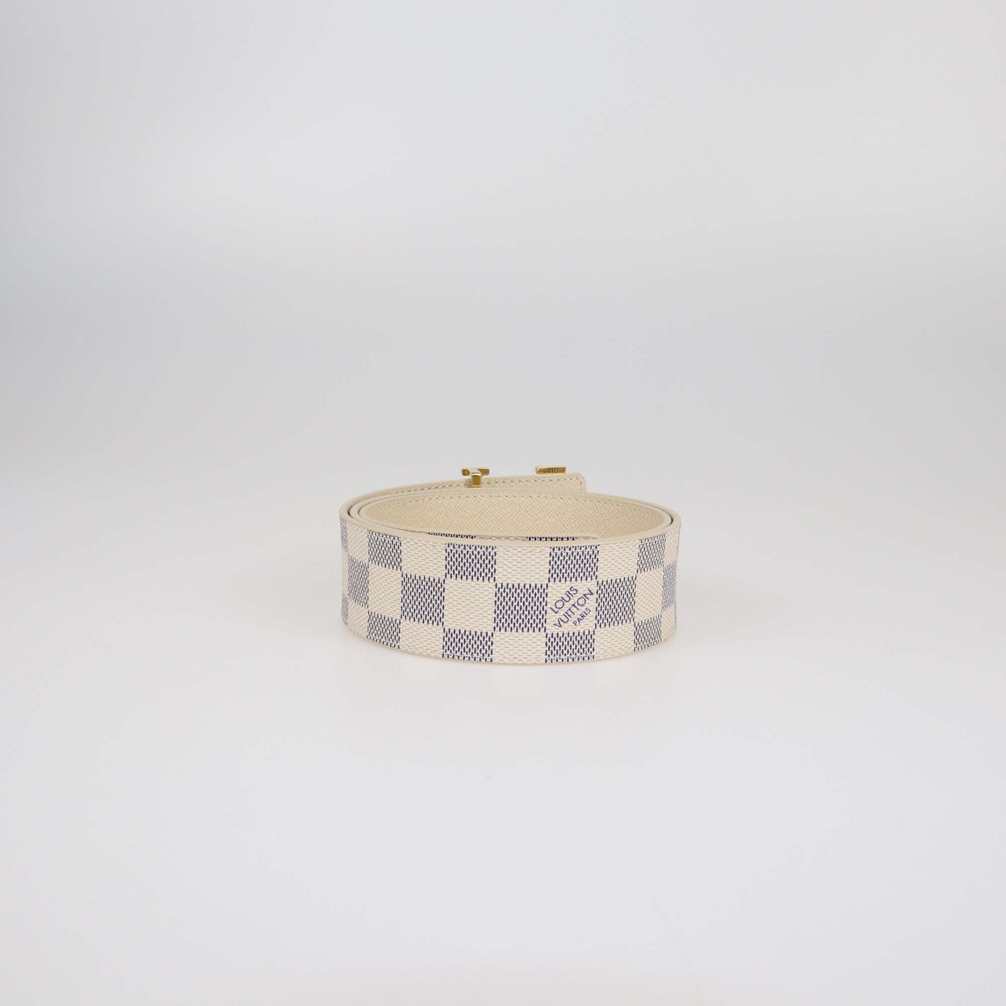 Louis Vuitton Damier Azur Canvas LV Initiales Belt 80 Womens Louis Vuitton