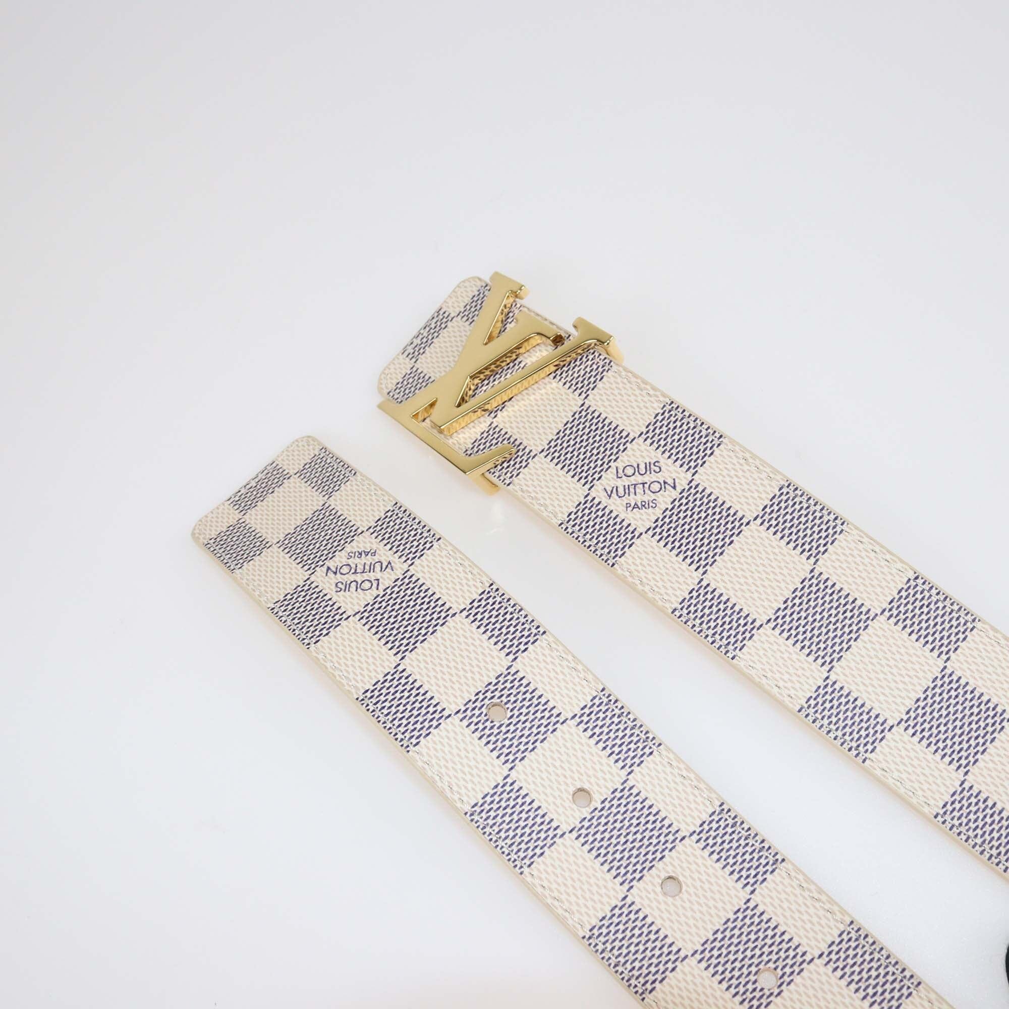 Louis Vuitton Damier Azur Canvas LV Initiales Belt 80 Womens Louis Vuitton