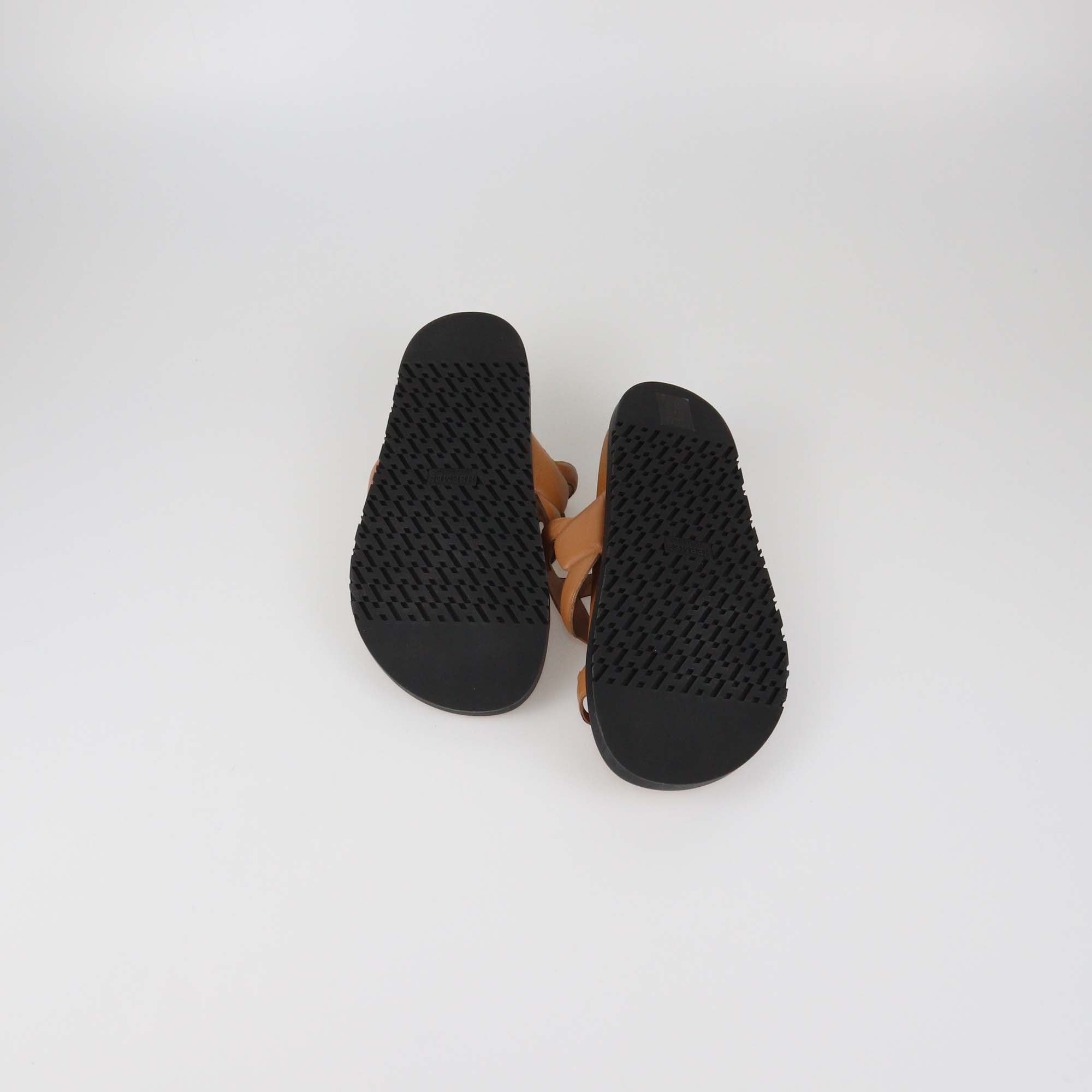 Hermes Gold Leather Extra Sandals