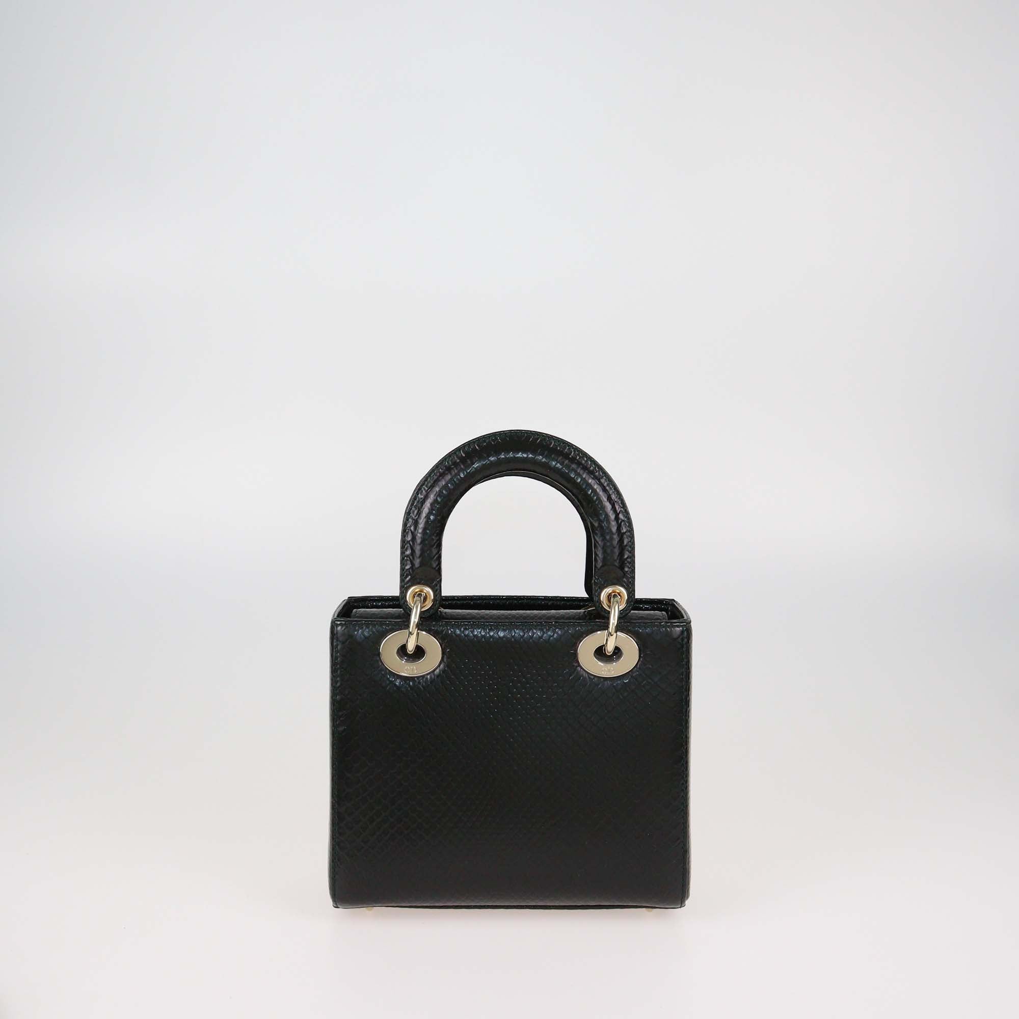 Christian Dior Dark Green Python Small Lady Dior Tote