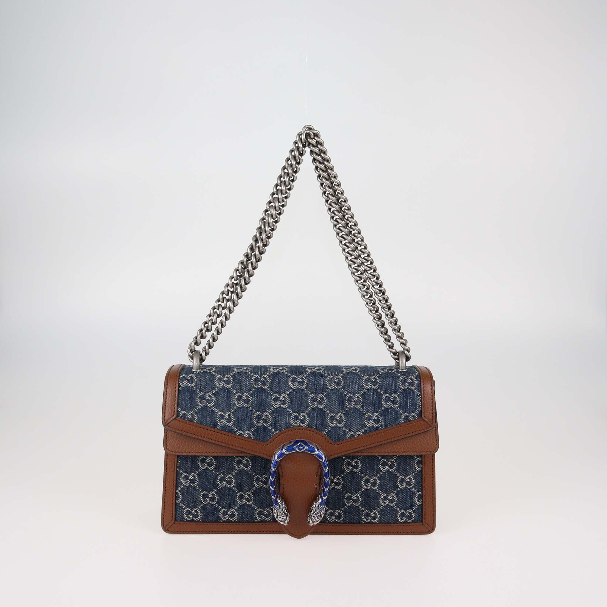 Gucci Brown/Blue GG Denim Small Dionysus Shoulder Bag