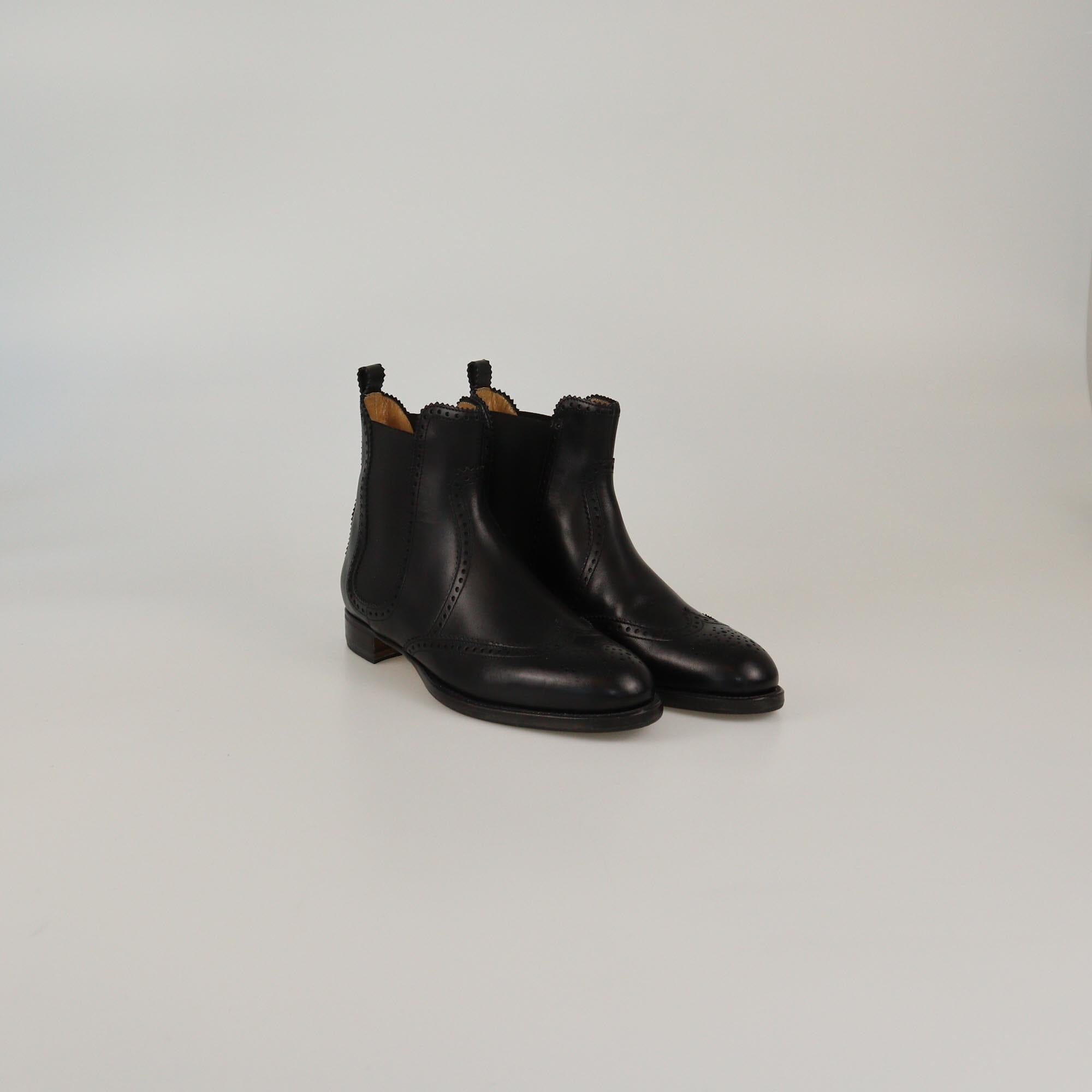 Hermes Black Brighton Ankle Length Boots Womens Hermes