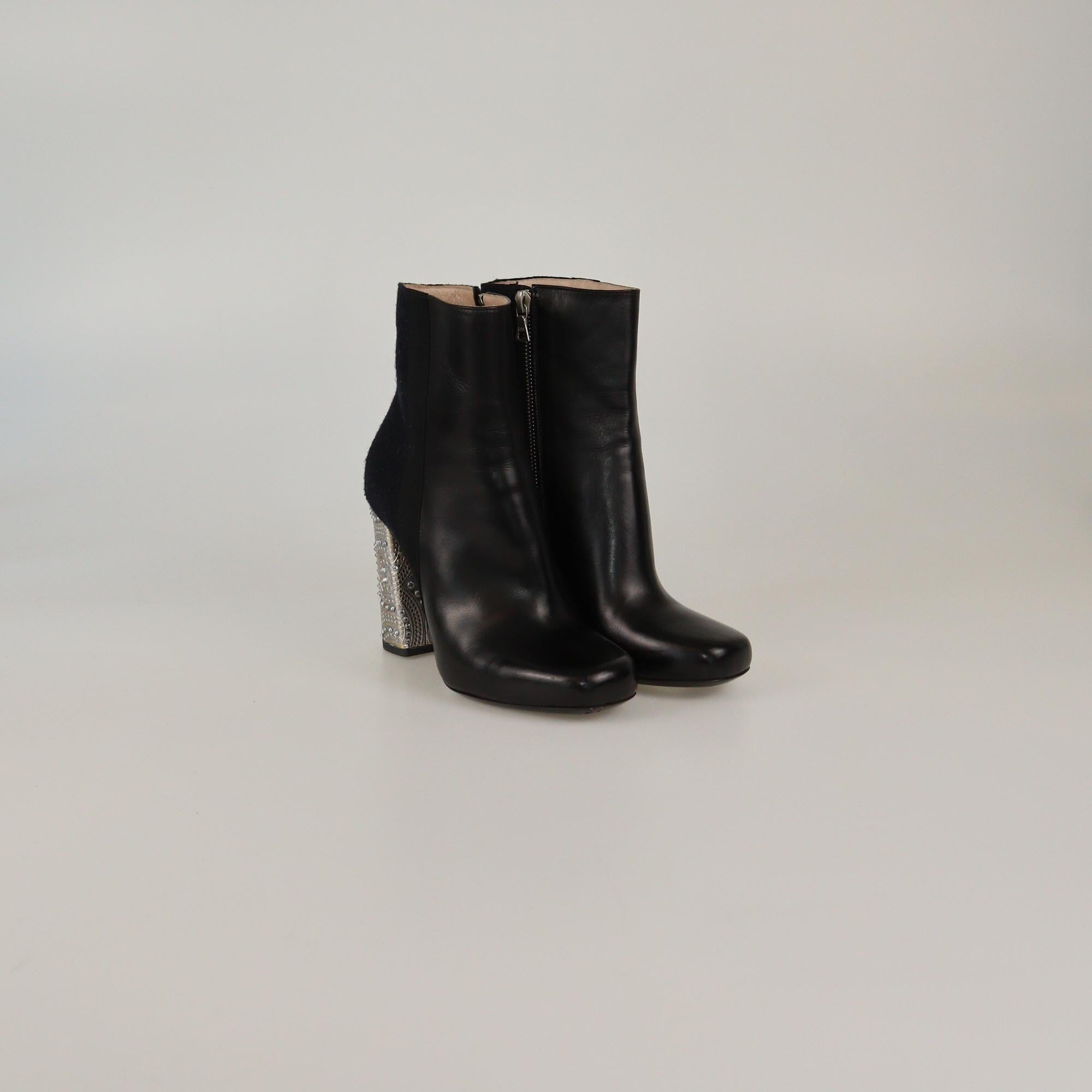 Dries Van Noten Black Crystal Heel Ankle Boots Womens Dries Van Noten