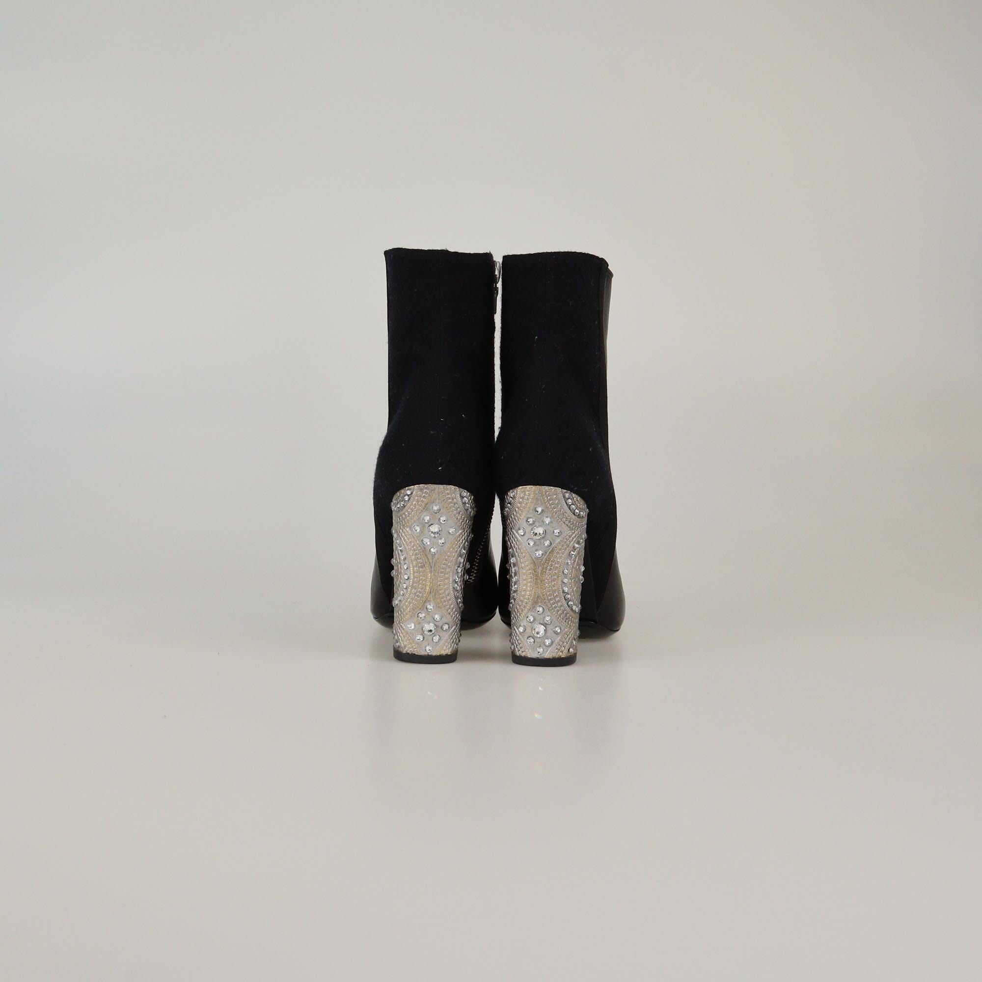 Dries Van Noten Black Crystal Heel Ankle Boots Womens Dries Van Noten