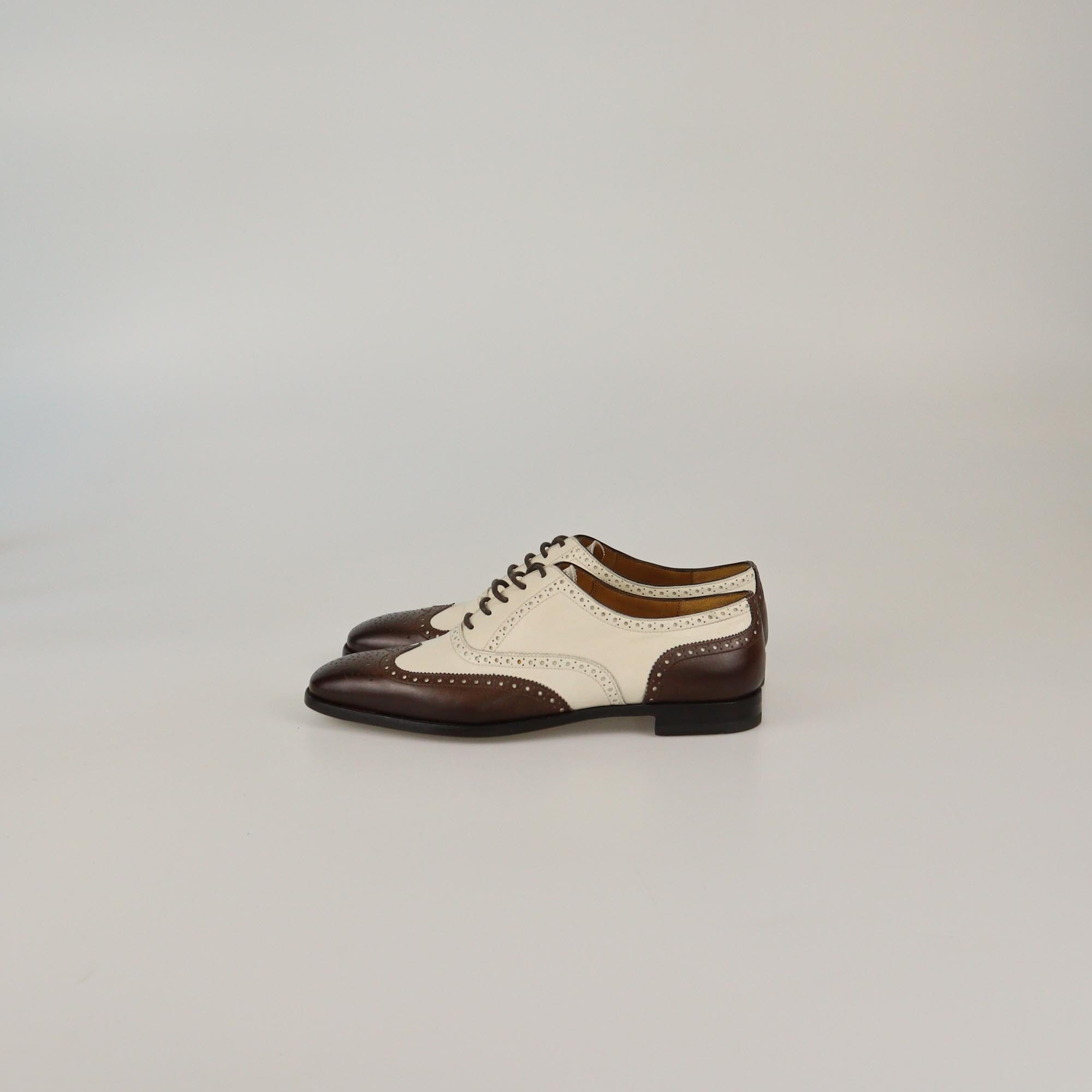 Ralph Lauren White/Brown Brogues Oxford Womens Ralph Lauren