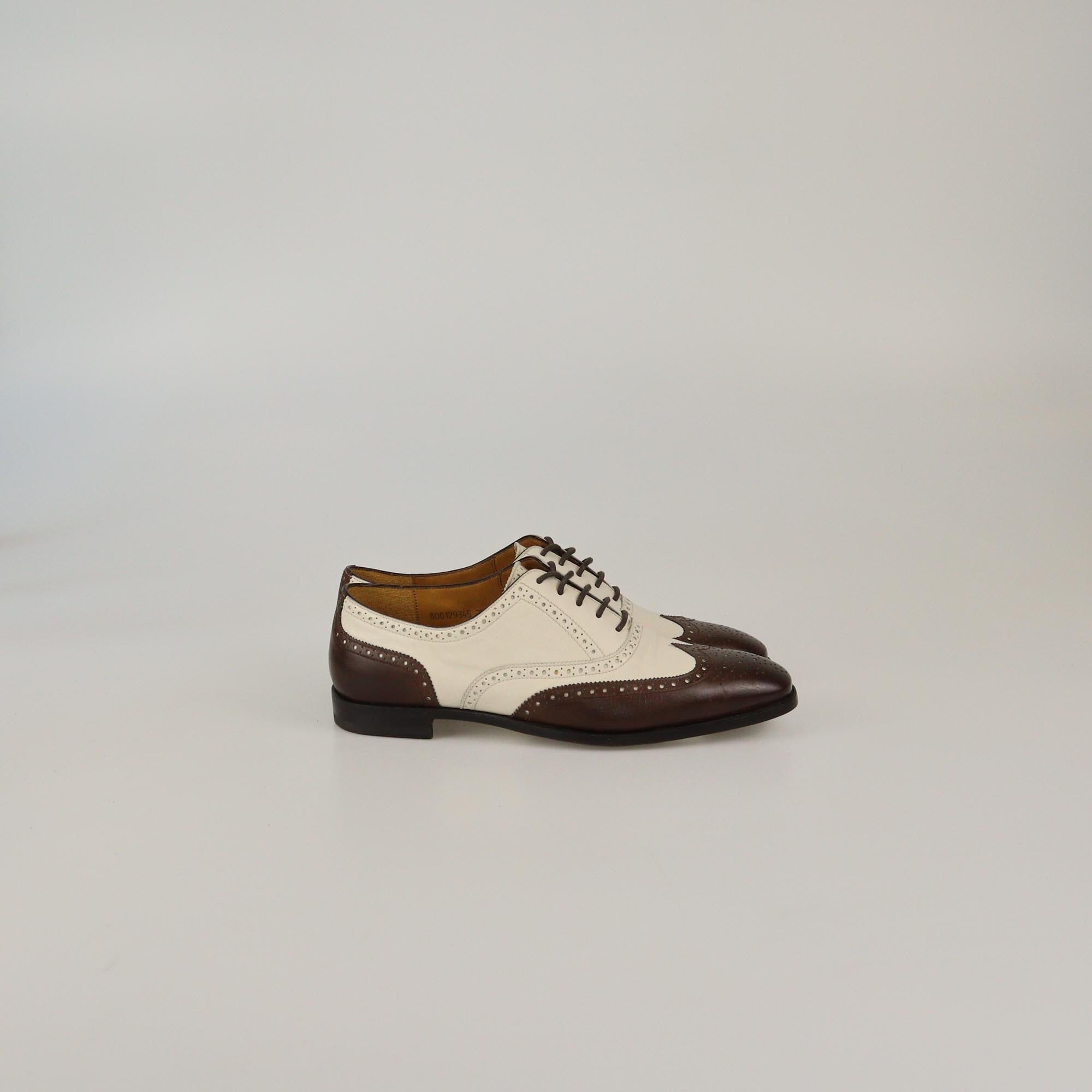 Ralph Lauren White/Brown Brogues Oxford Womens Ralph Lauren
