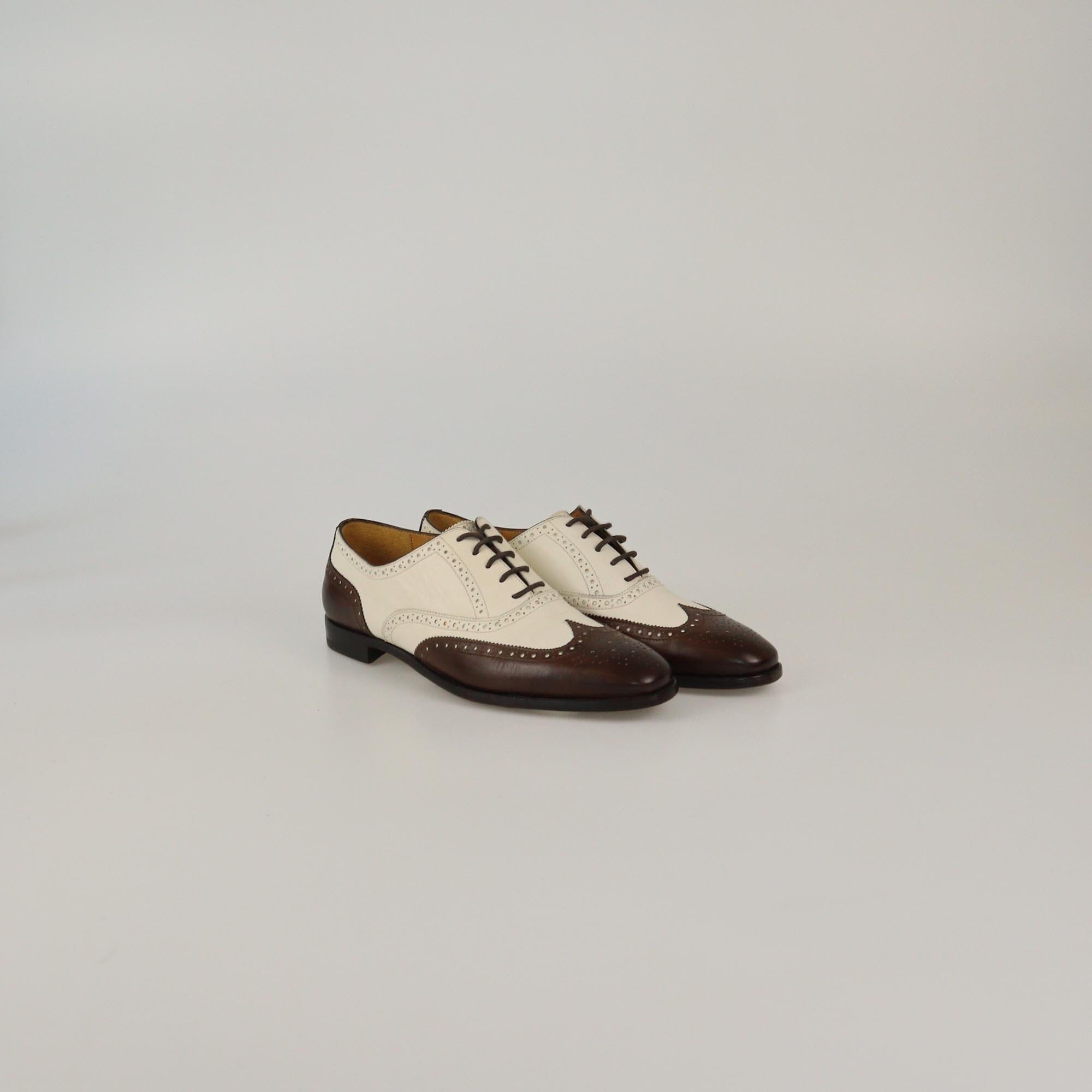Ralph Lauren White/Brown Brogues Oxford Womens Ralph Lauren
