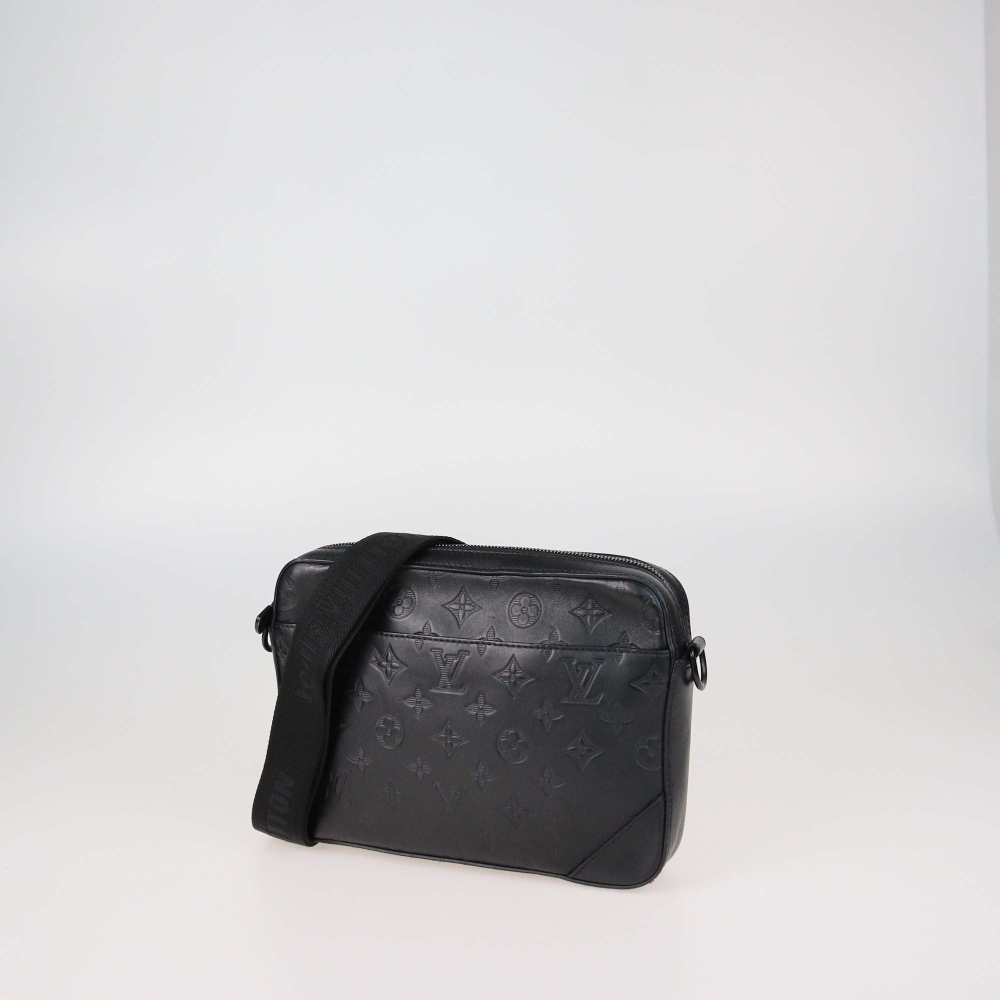 Louis Vuitton Black Monogram Shadow Leather Duo Messenger Bag