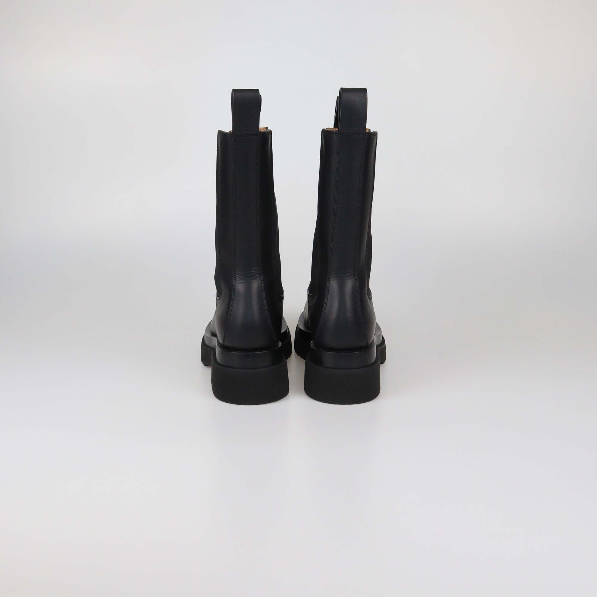 Bottega Veneta Black Leather Lug Chelsea Boots