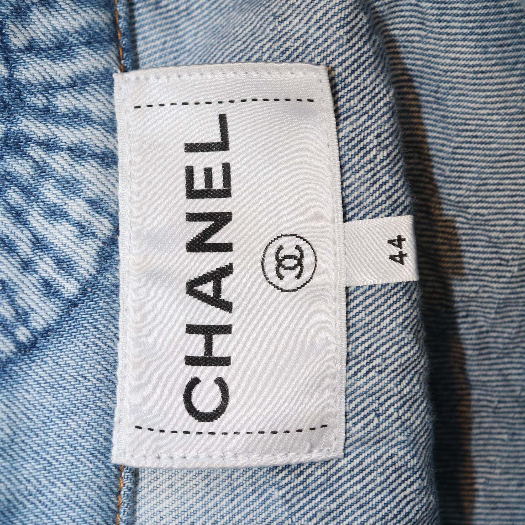 Chanel Blue Denim CC Embossed Sleeveless Vest