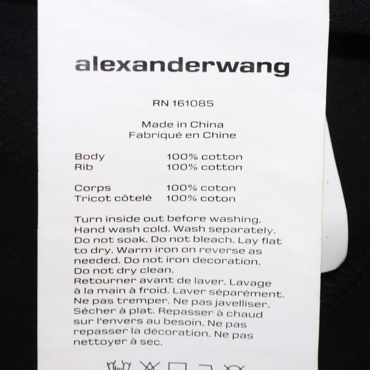Alexander Wang.T Charcoal Glitter Cotton Puff Logo Crew Neck T-Shirt