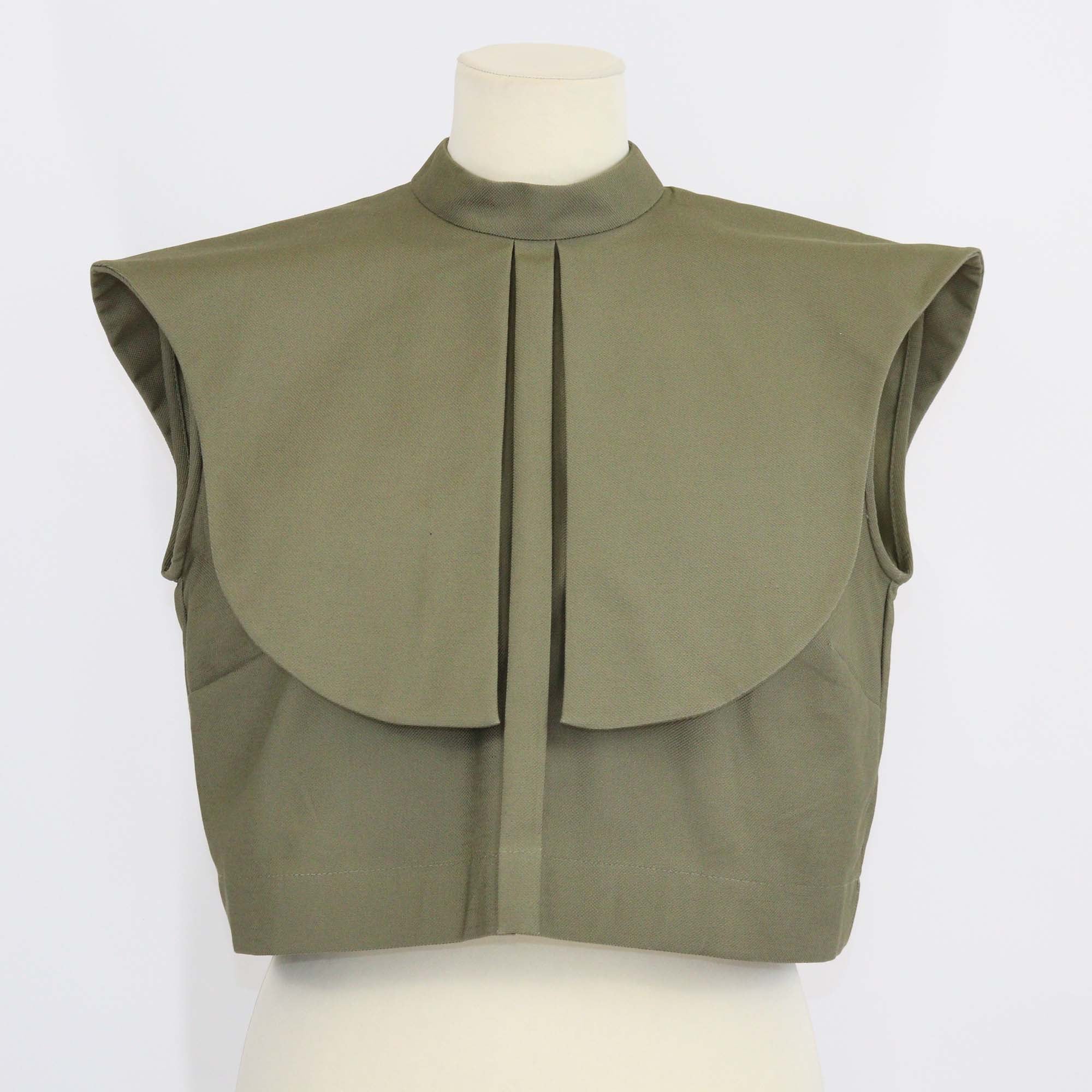 Anna + Maria Olive Drab Cotton Vestal Cropped Top