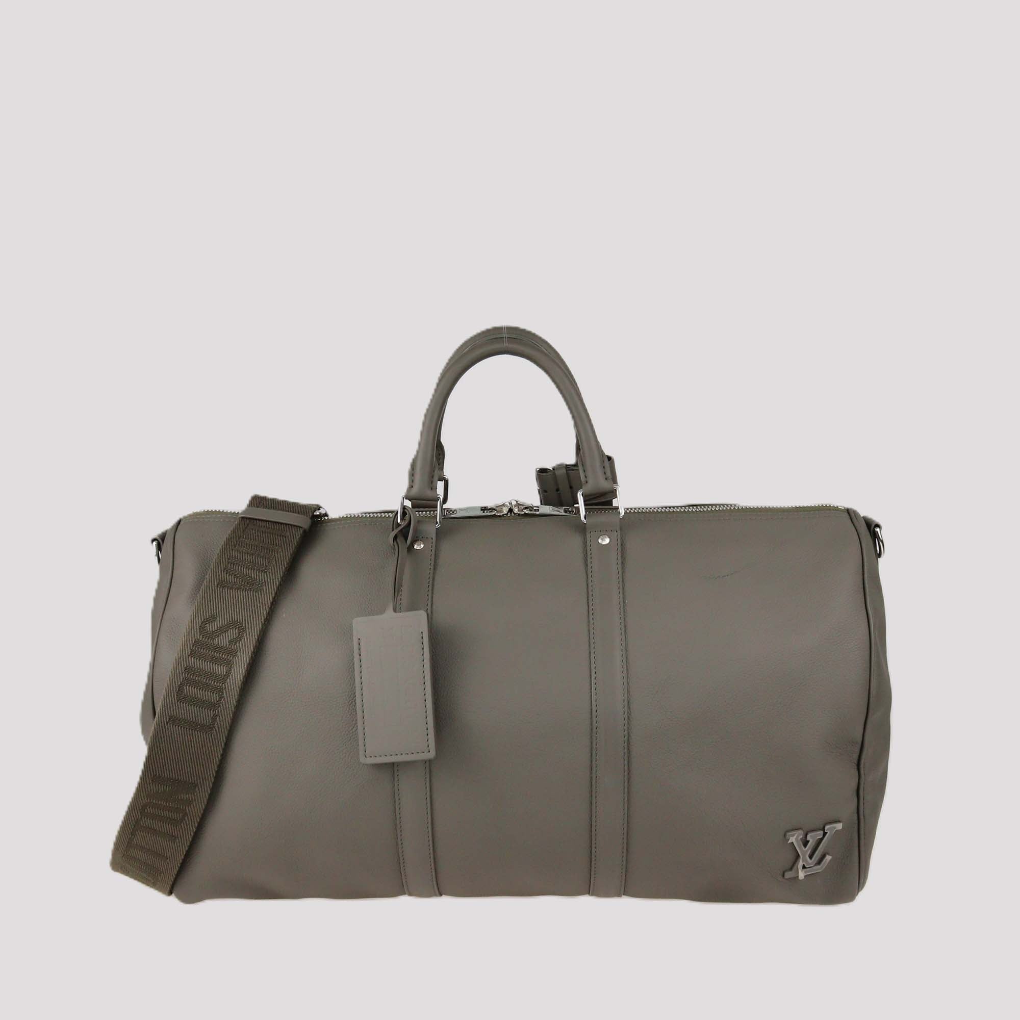 Louis Vuitton Khaki Aerogram Leather Keepall Bandoulier 50 Bag
