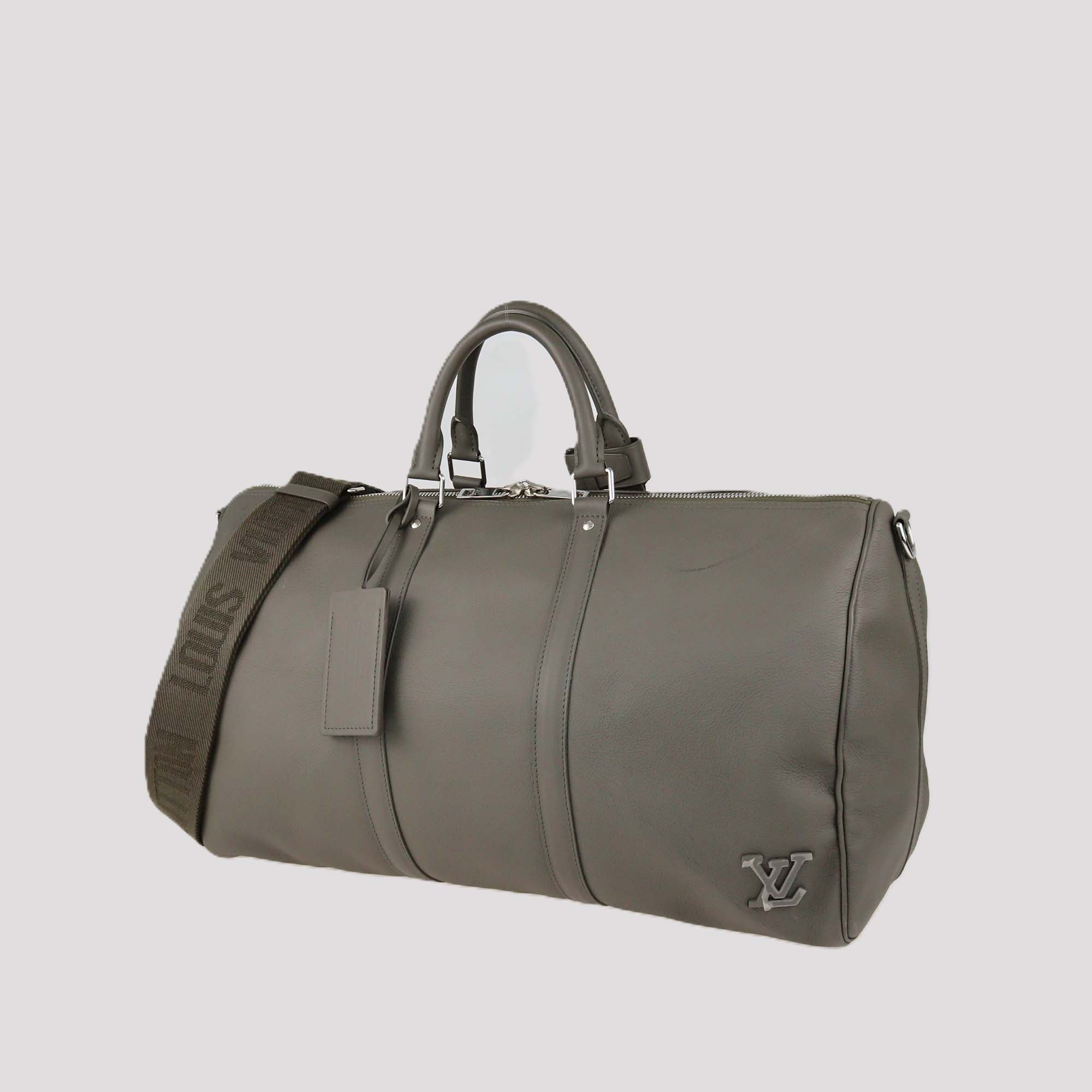 Louis Vuitton Khaki Aerogram Leather Keepall Bandoulier 50 Bag