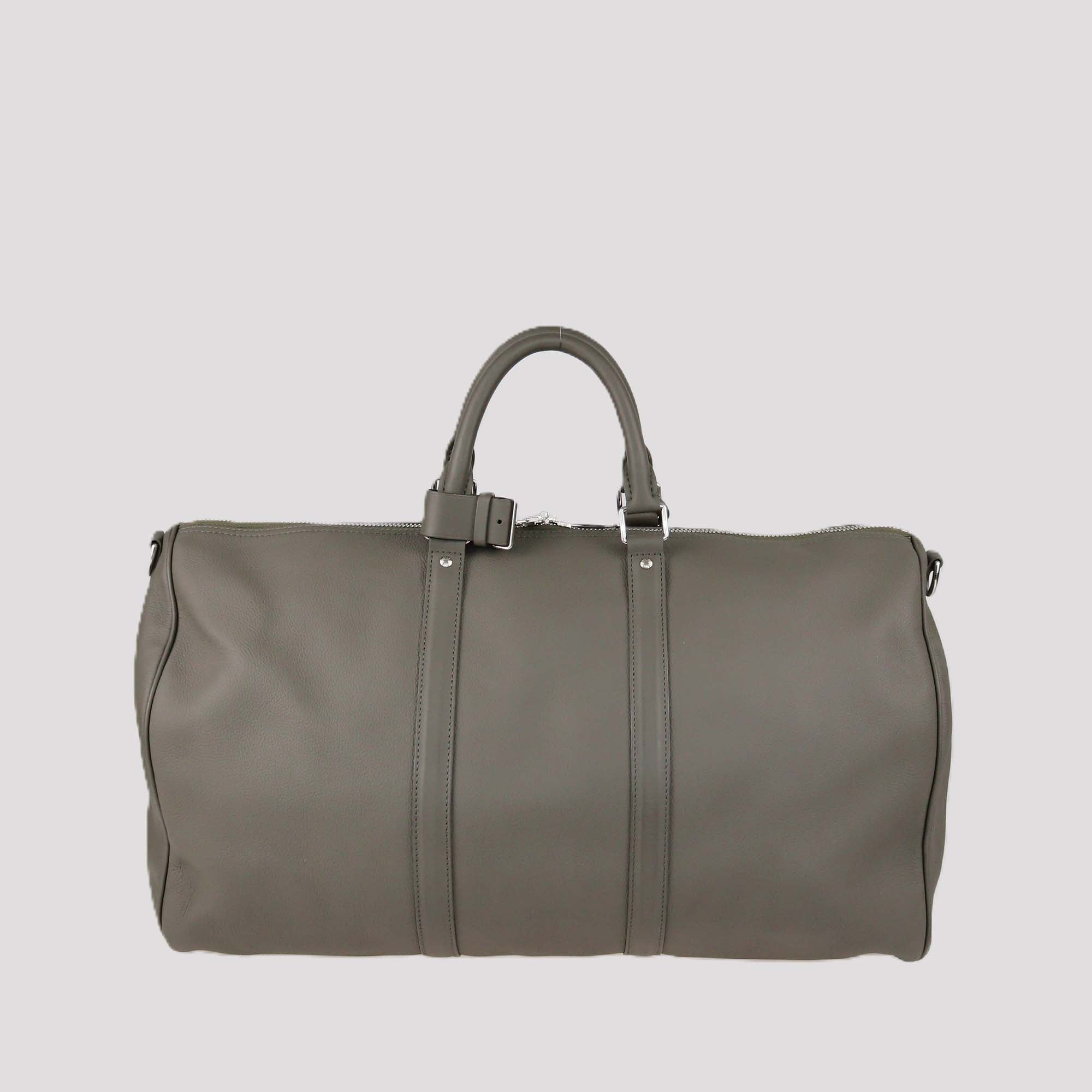 Louis Vuitton Khaki Aerogram Leather Keepall Bandoulier 50 Bag