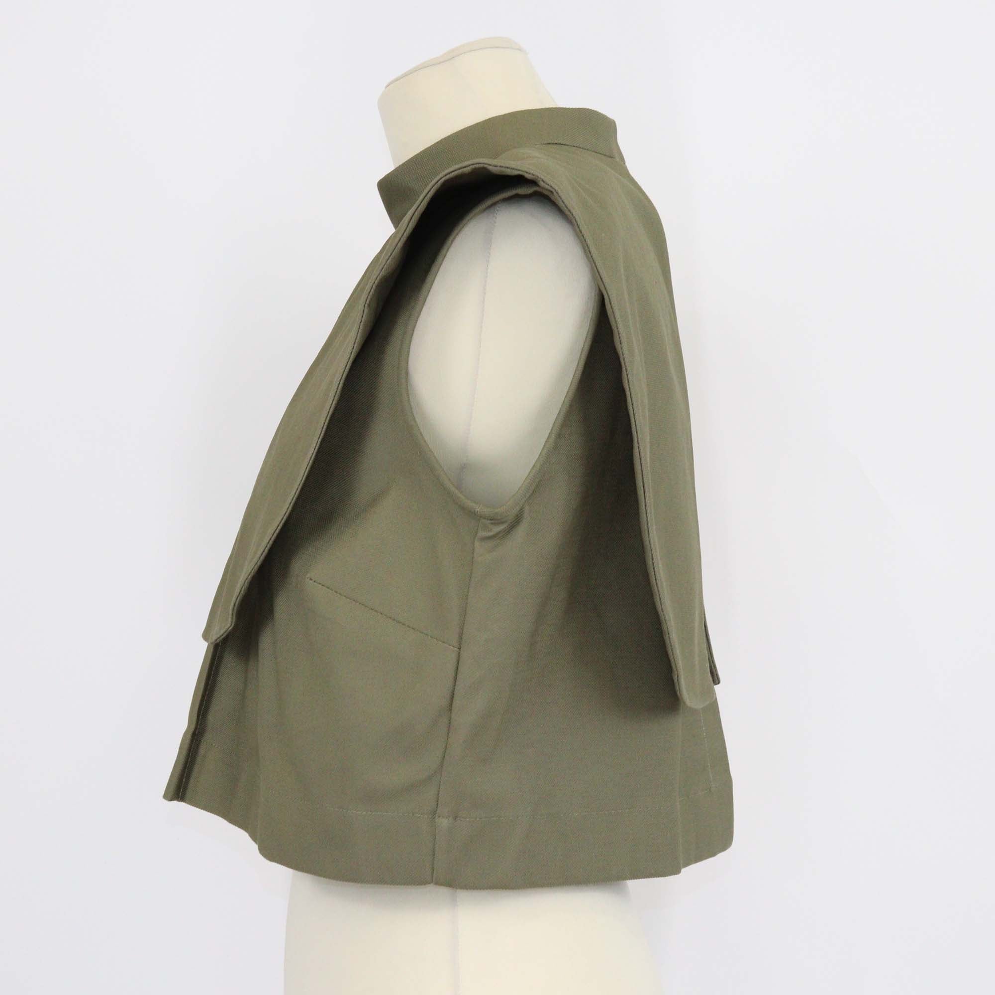 Anna + Maria Olive Drab Cotton Vestal Cropped Top