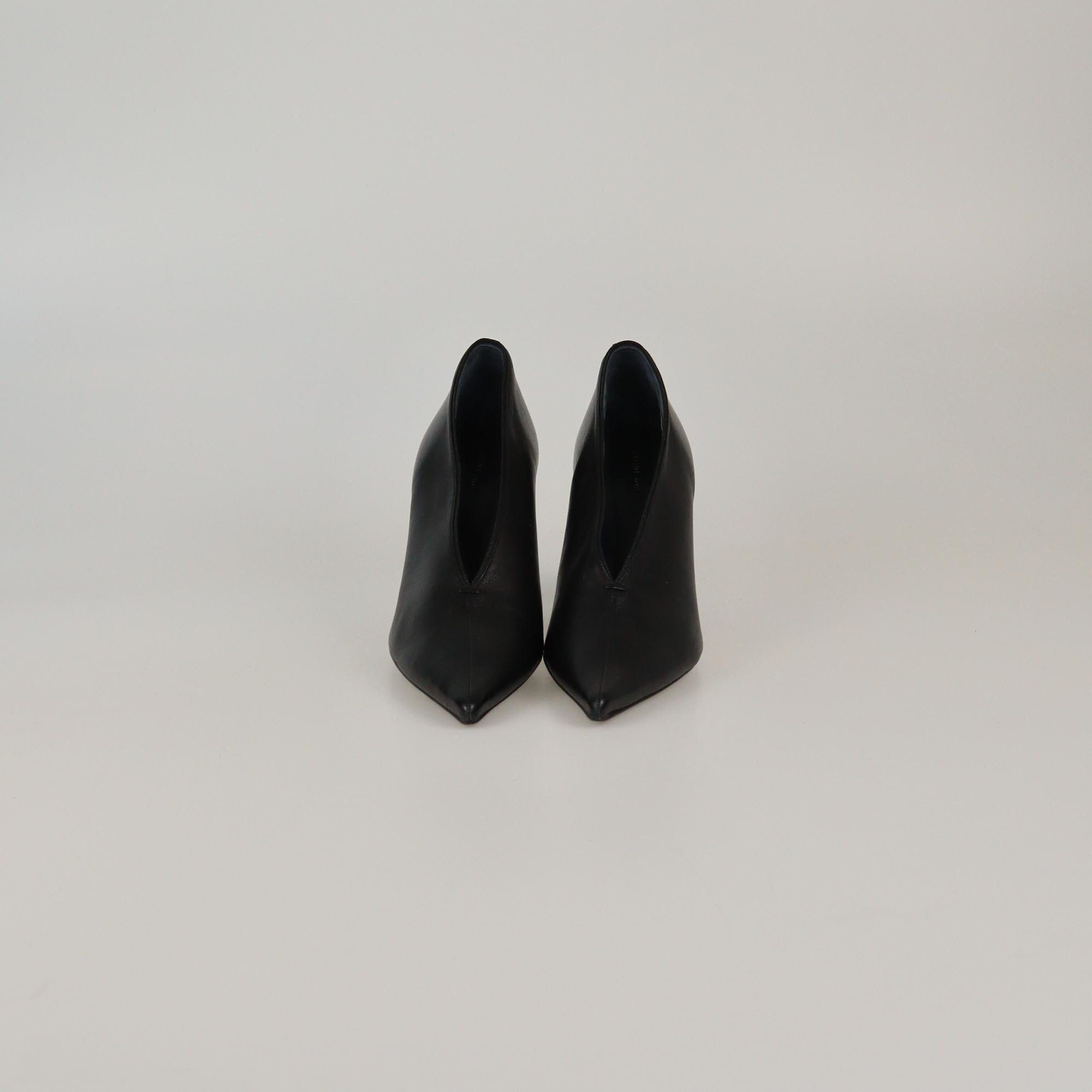 Celine Black V Cut Pointed Toe Pumps Womens Celine