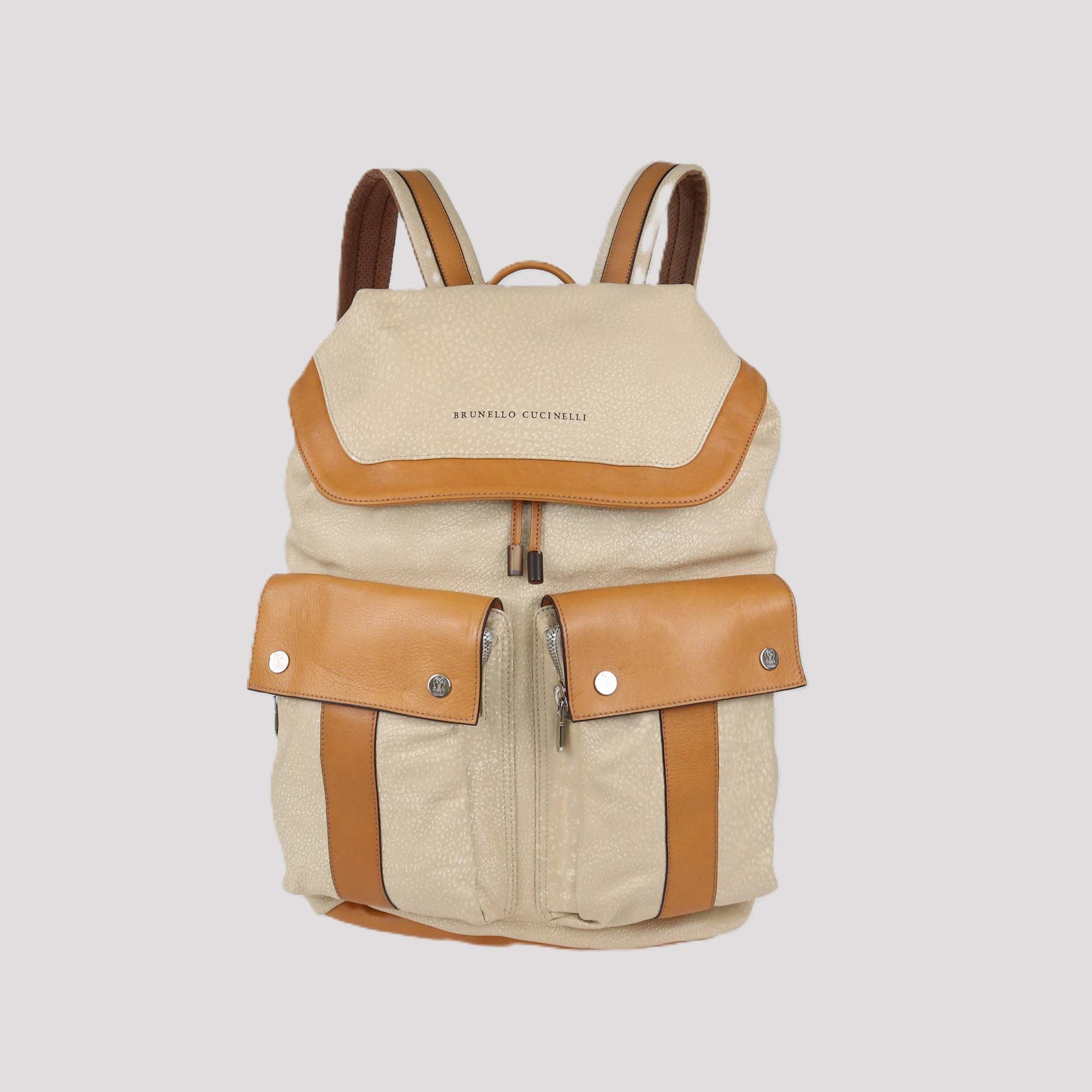 Brunello Cucinelli Beige/Vachetta Leather Backpack
