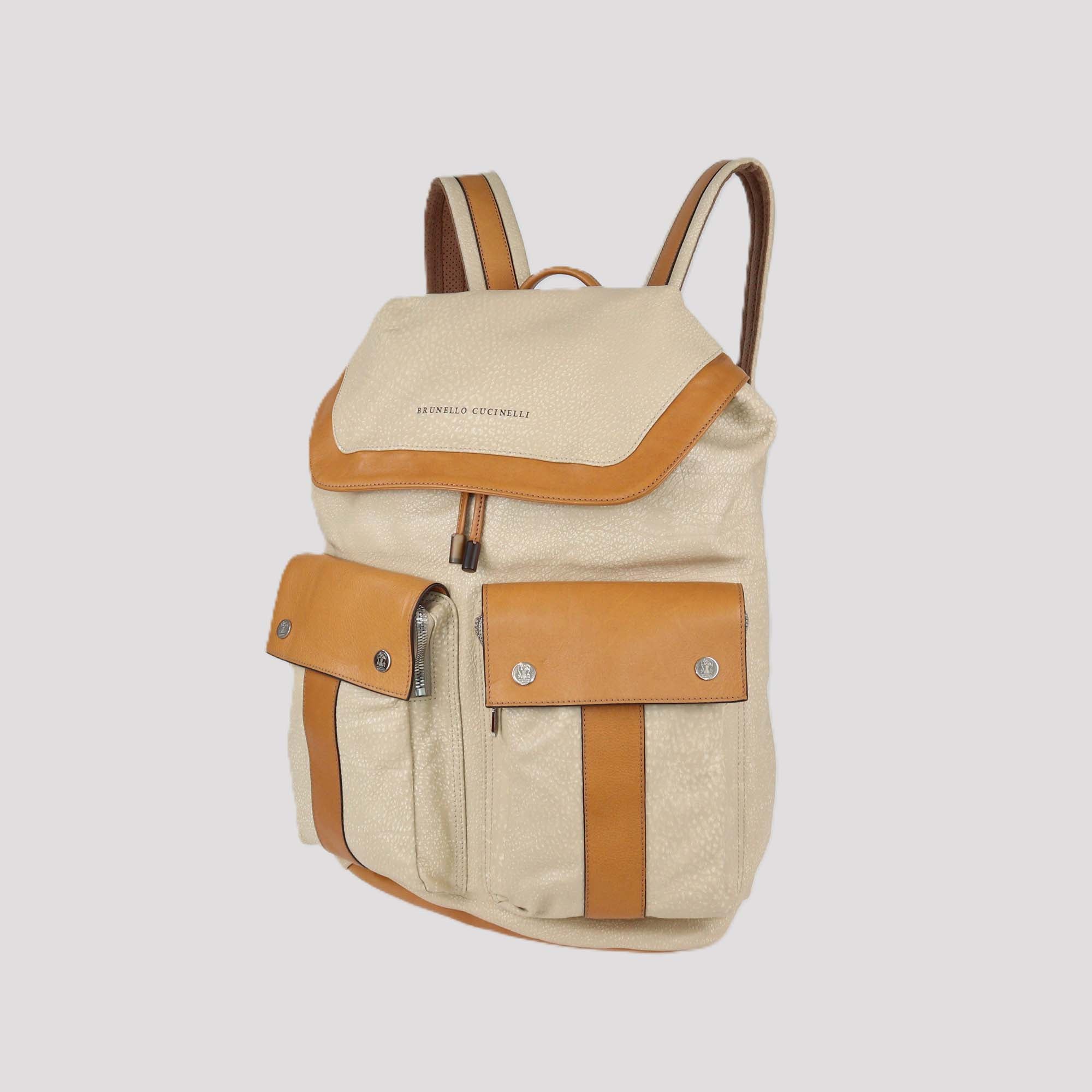 Brunello Cucinelli Beige/Vachetta Leather Backpack