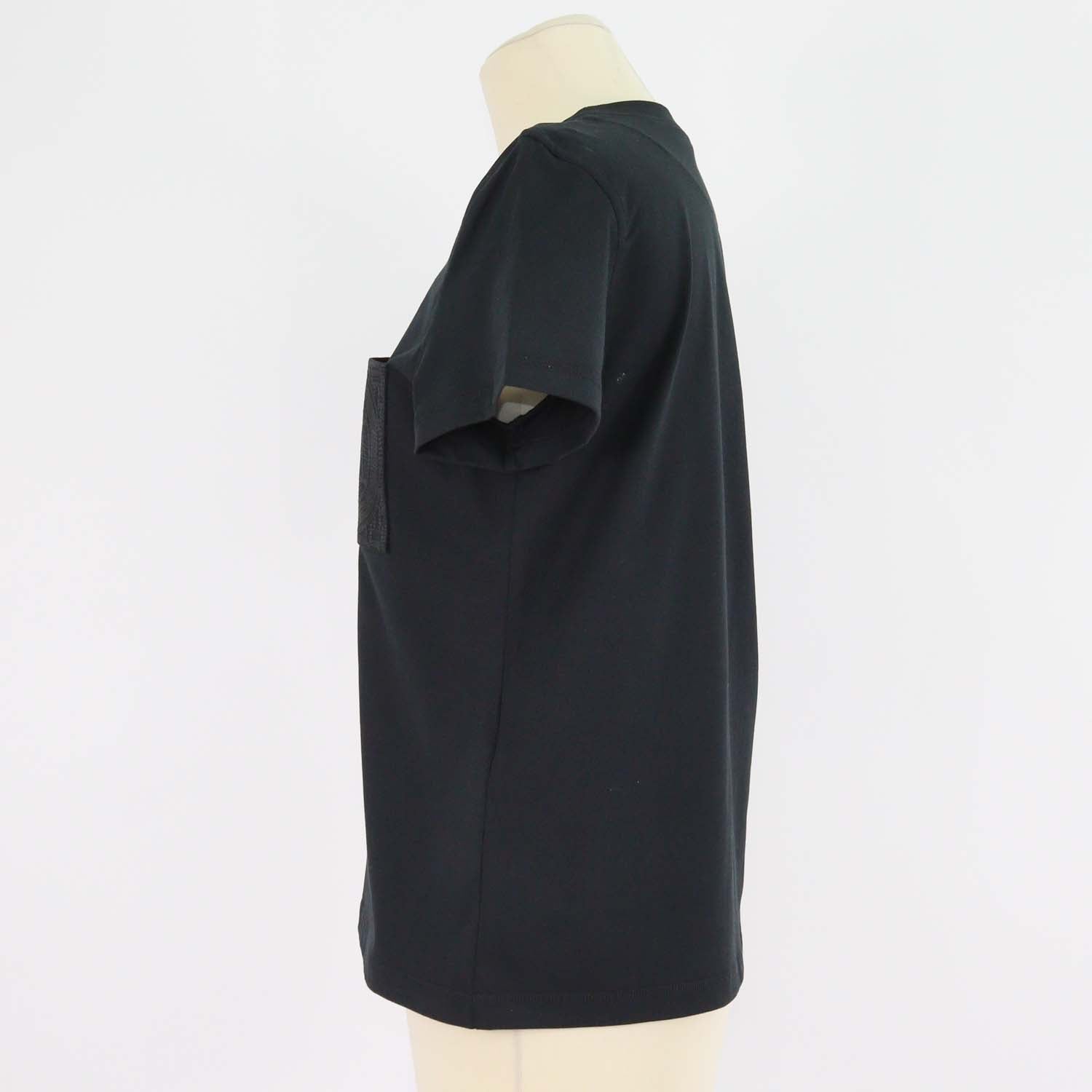 Hermes Black Cotton Droit Poche Brodee Crew Neck T-Shirt