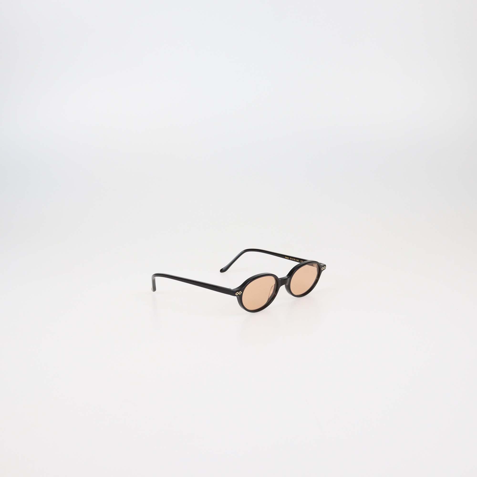Karen Wazen Orange/Black Acetate Noor Oval Sunglasses