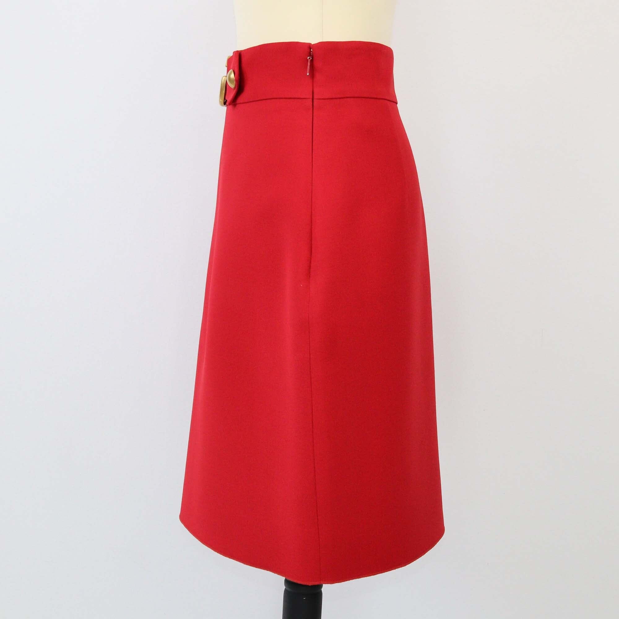 Gucci Red GG Marmont A Line Knee Length Skirt Womens Gucci