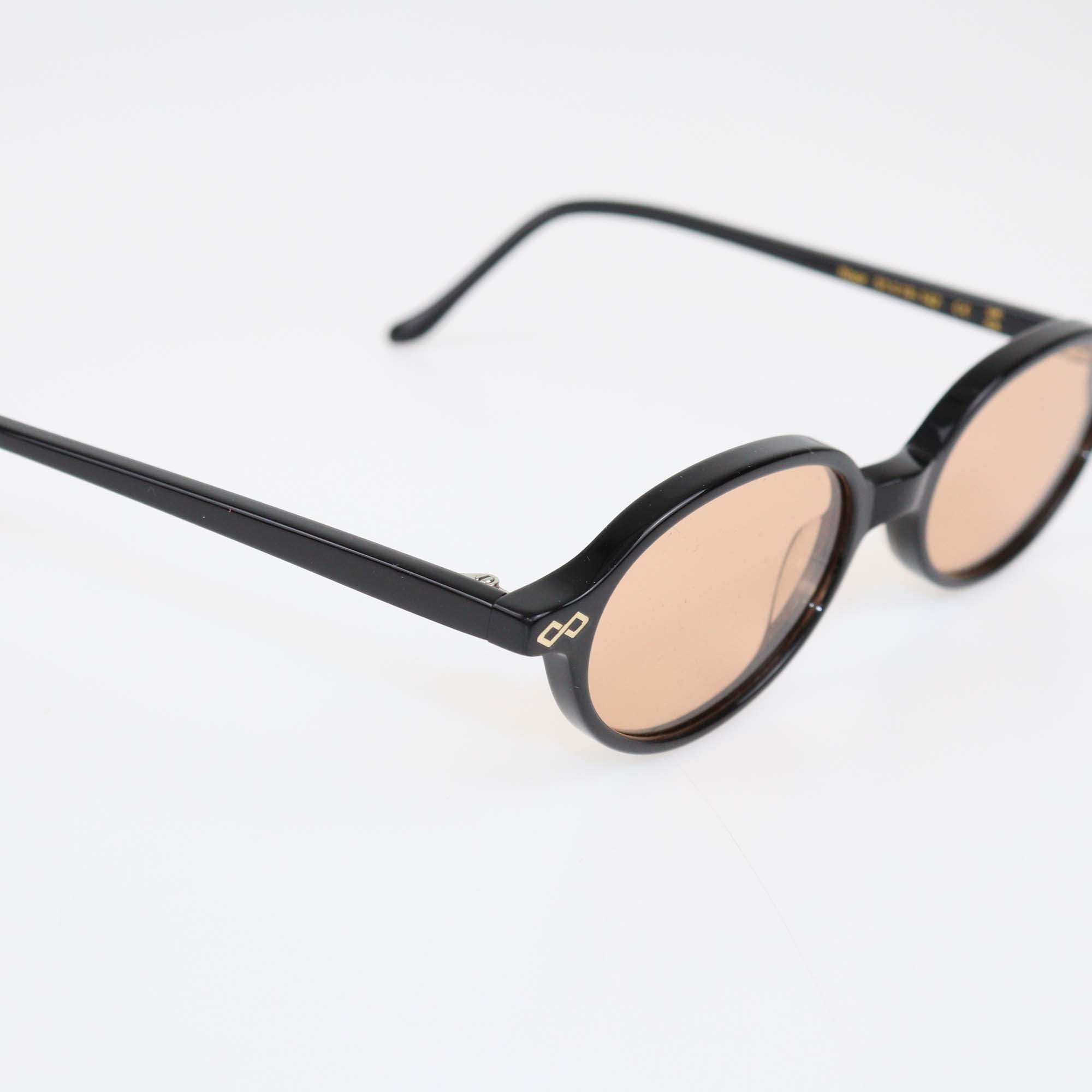 Karen Wazen Orange/Black Acetate Noor Oval Sunglasses