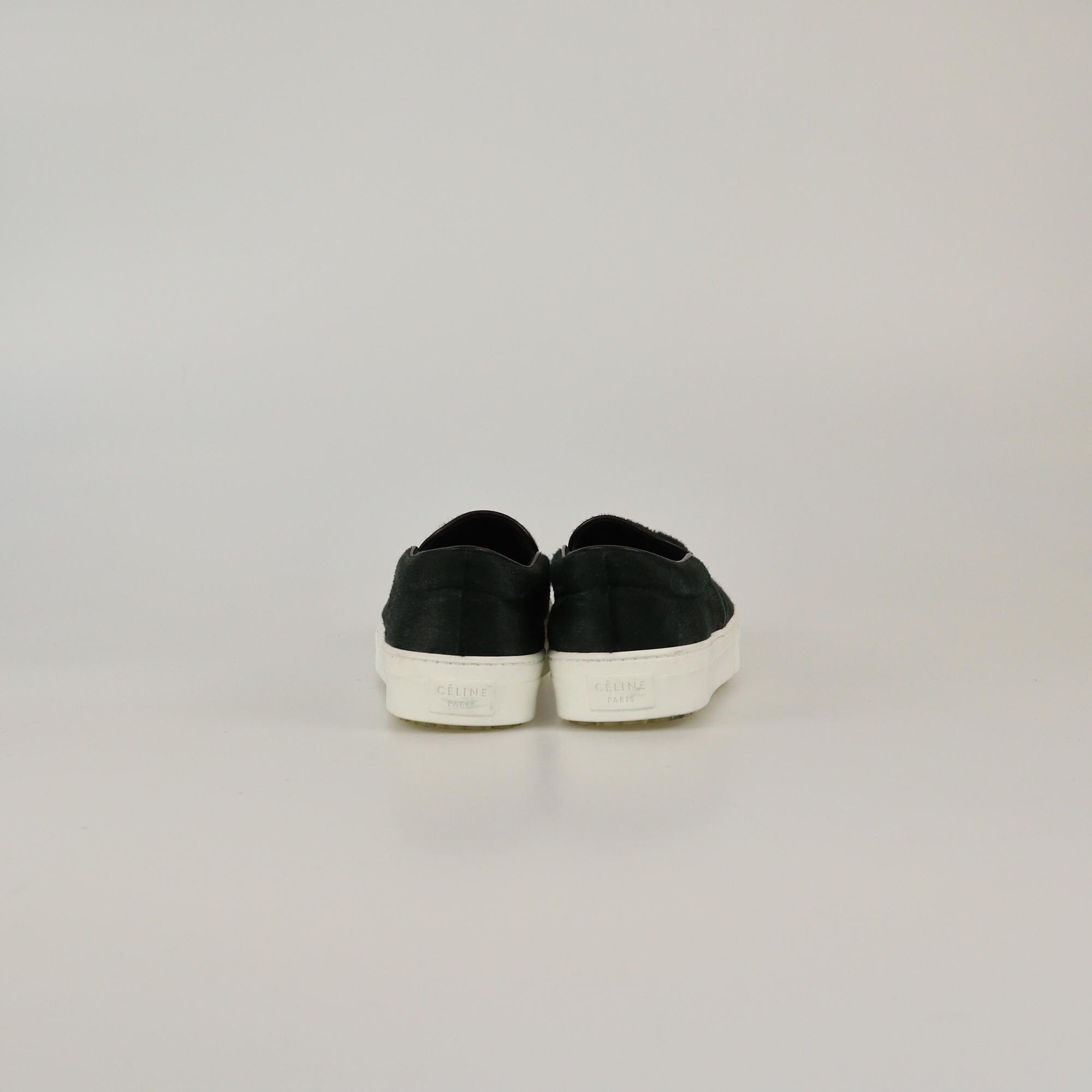 Celine Dark Green Slip On Sneakers Womens Celine