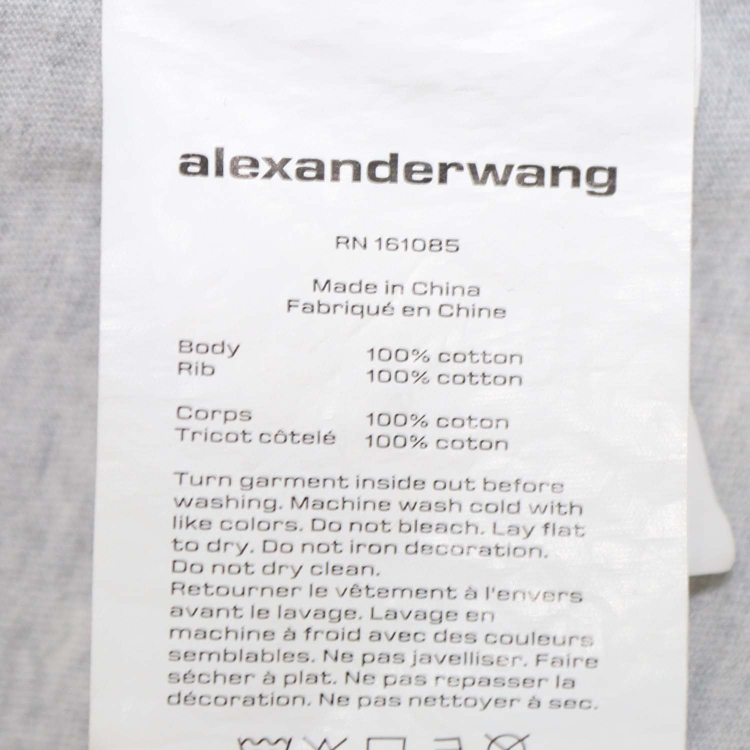Alexander Wang.T Light Grey Cotton Crew Neck T-Shirt
