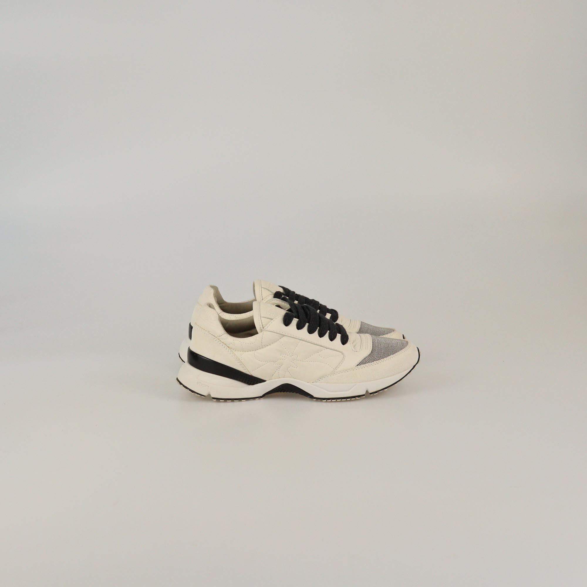Brunello Cucinelli White Beaded Low Top Sneakers Womens Brunello Cucinelli