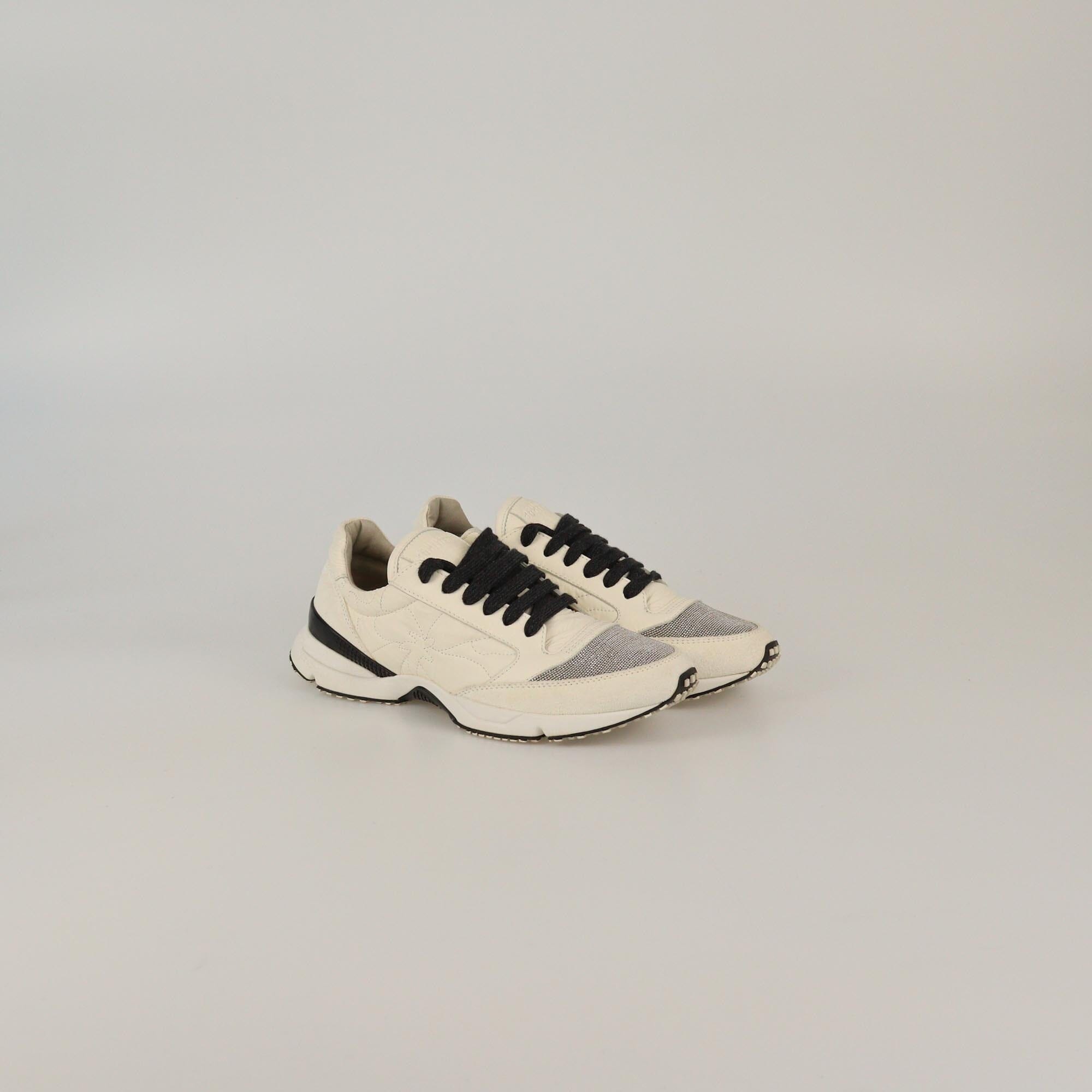 Brunello Cucinelli White Beaded Low Top Sneakers Womens Brunello Cucinelli