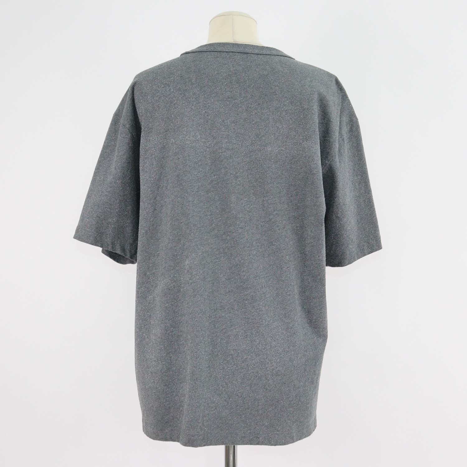 Alexander Wang.T Grey Glitter Cotton Puff Logo Crew Neck T-Shirt