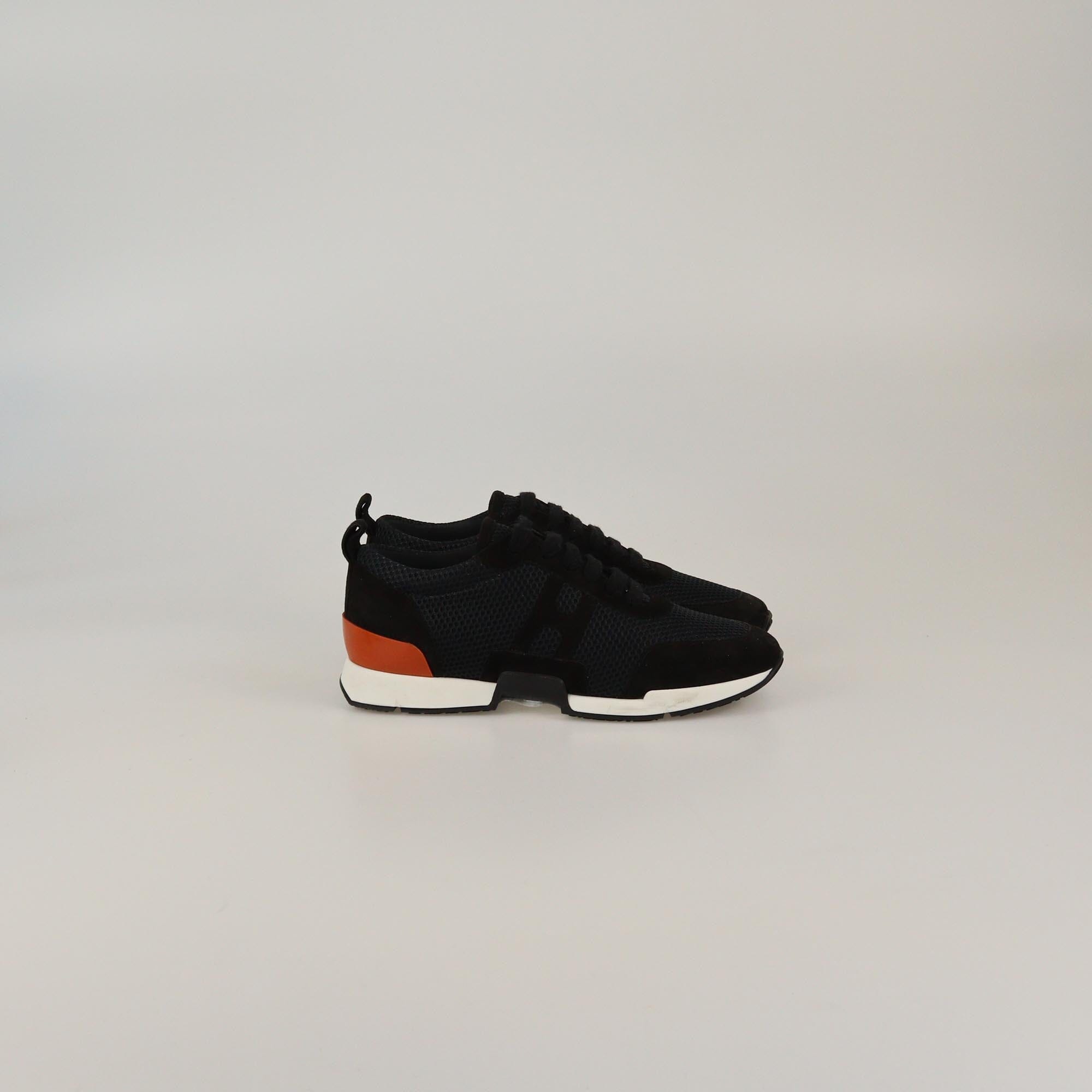 Hermes Black/Brown Mesh Low Top Sneakers Womens Hermes