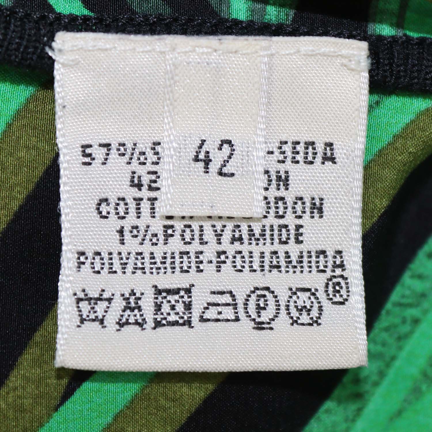 Hermes Green/Black Silk and Cotton Printed Crew Neck Shirt