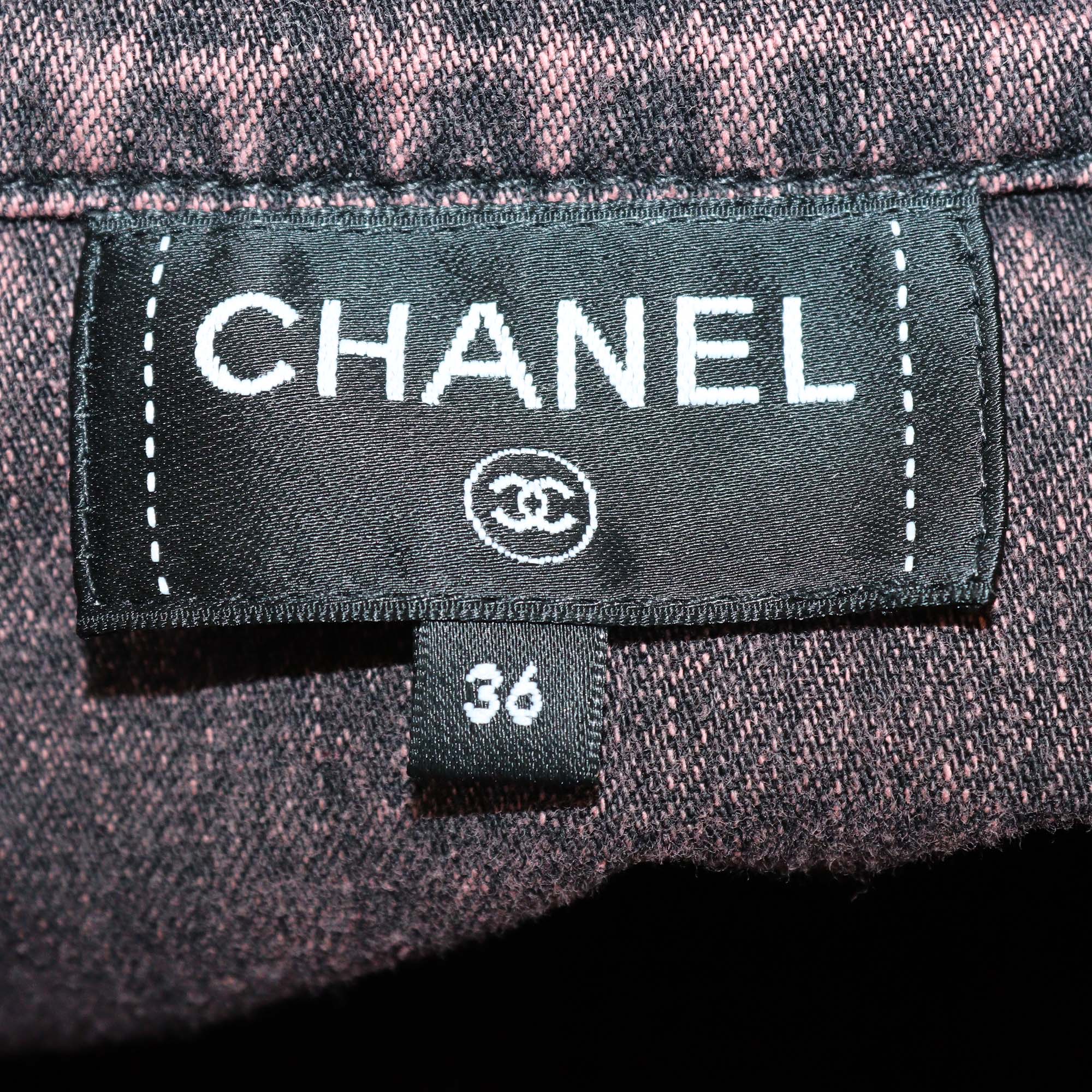 Chanel Pink Washed Denim Flare Front Long Sleeve Jacket