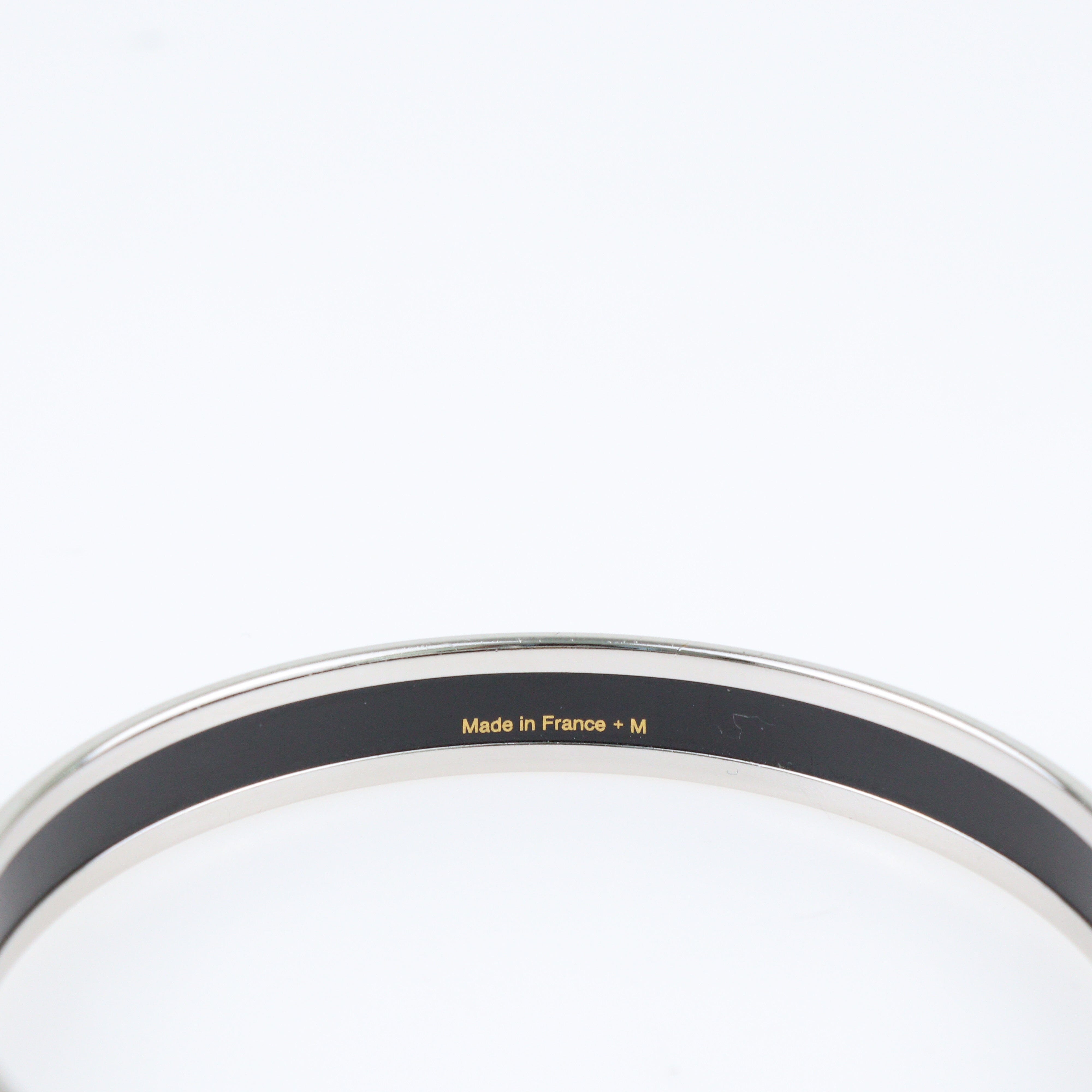 Black Caleche Enamel Palladium Plated Bangle Bracelet Jewellery Hermes