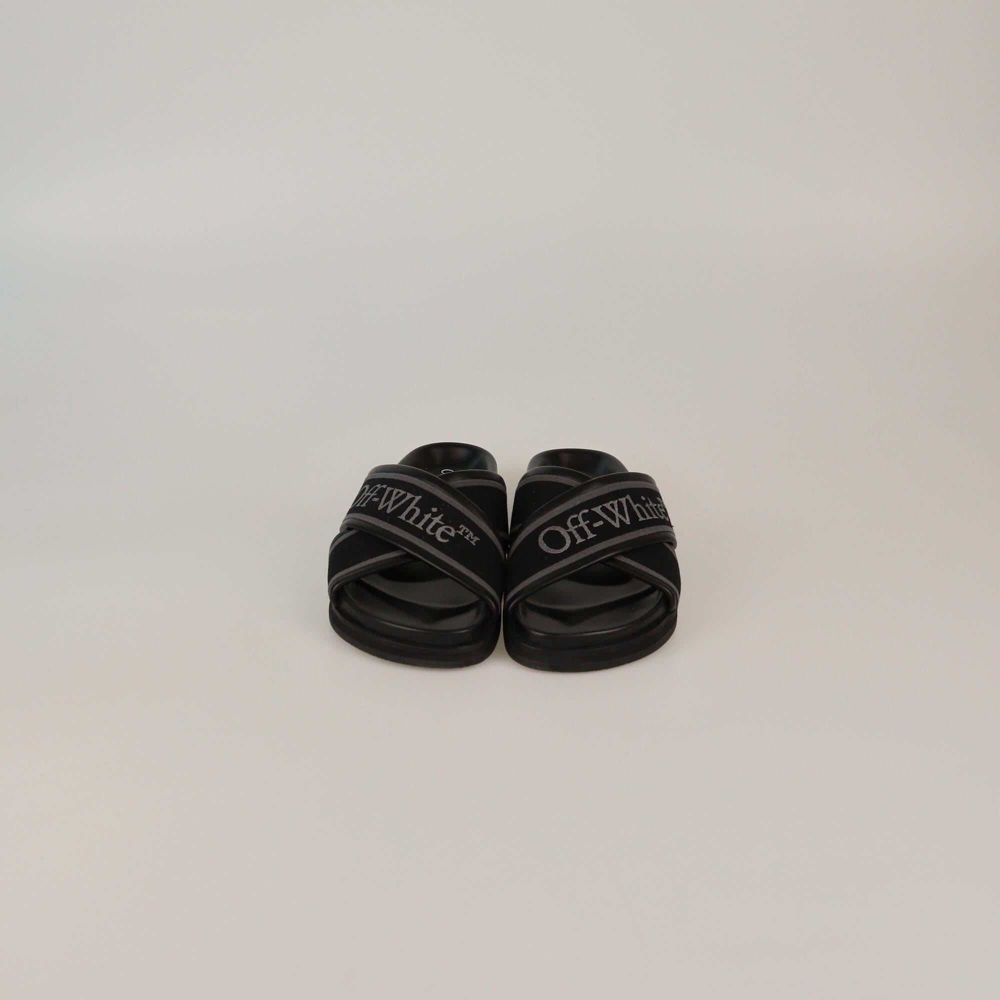 Off-White Black Cloud Criss Cross Slides Womens Off-White