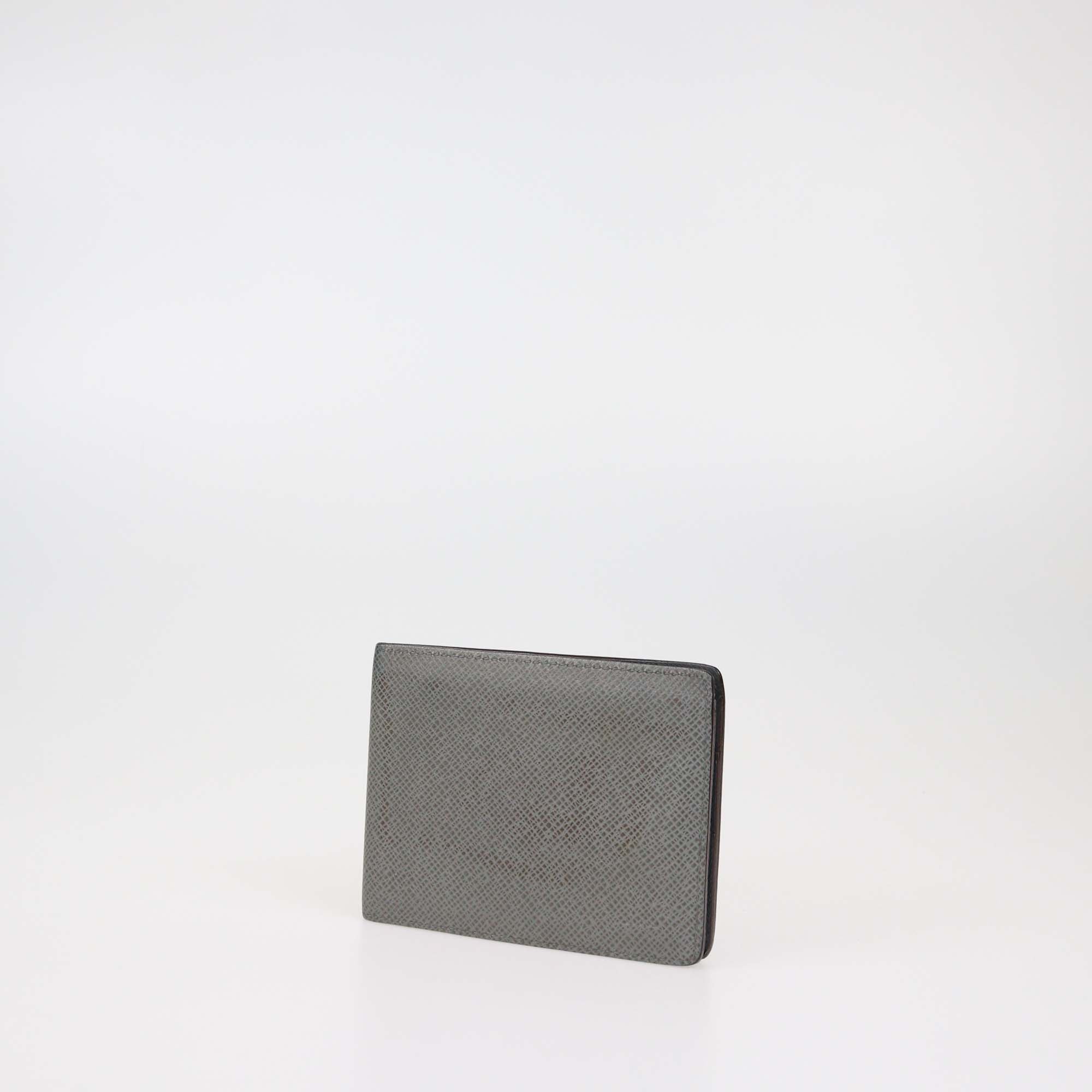 Louis Vuitton Grey Taiga Leather Multiple CC Bifold Wallet