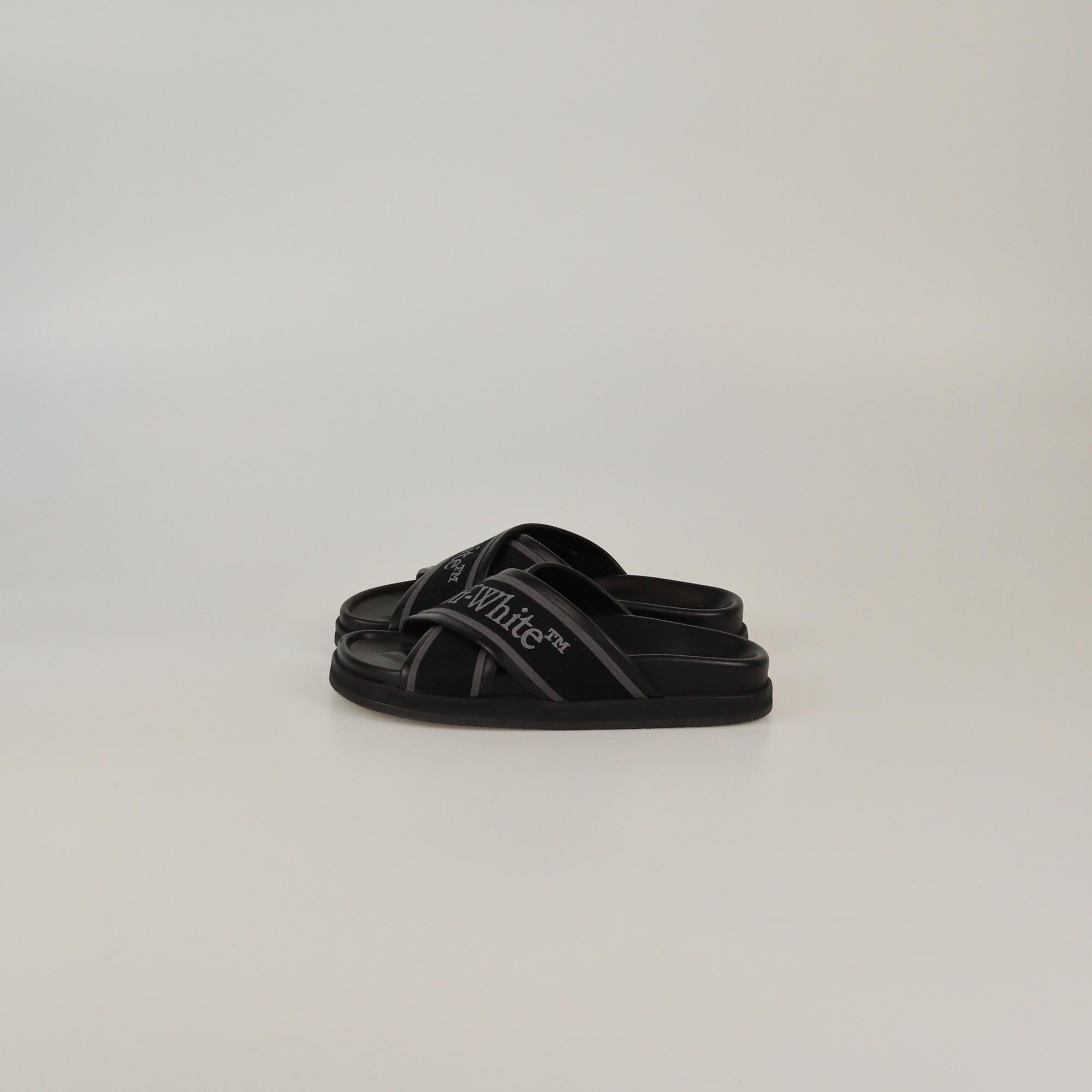 Off-White Black Cloud Criss Cross Slides Womens Off-White