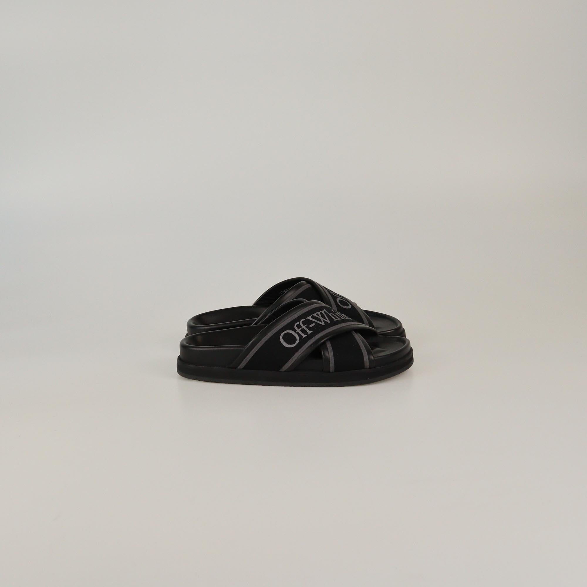 Off-White Black Cloud Criss Cross Slides Womens Off-White