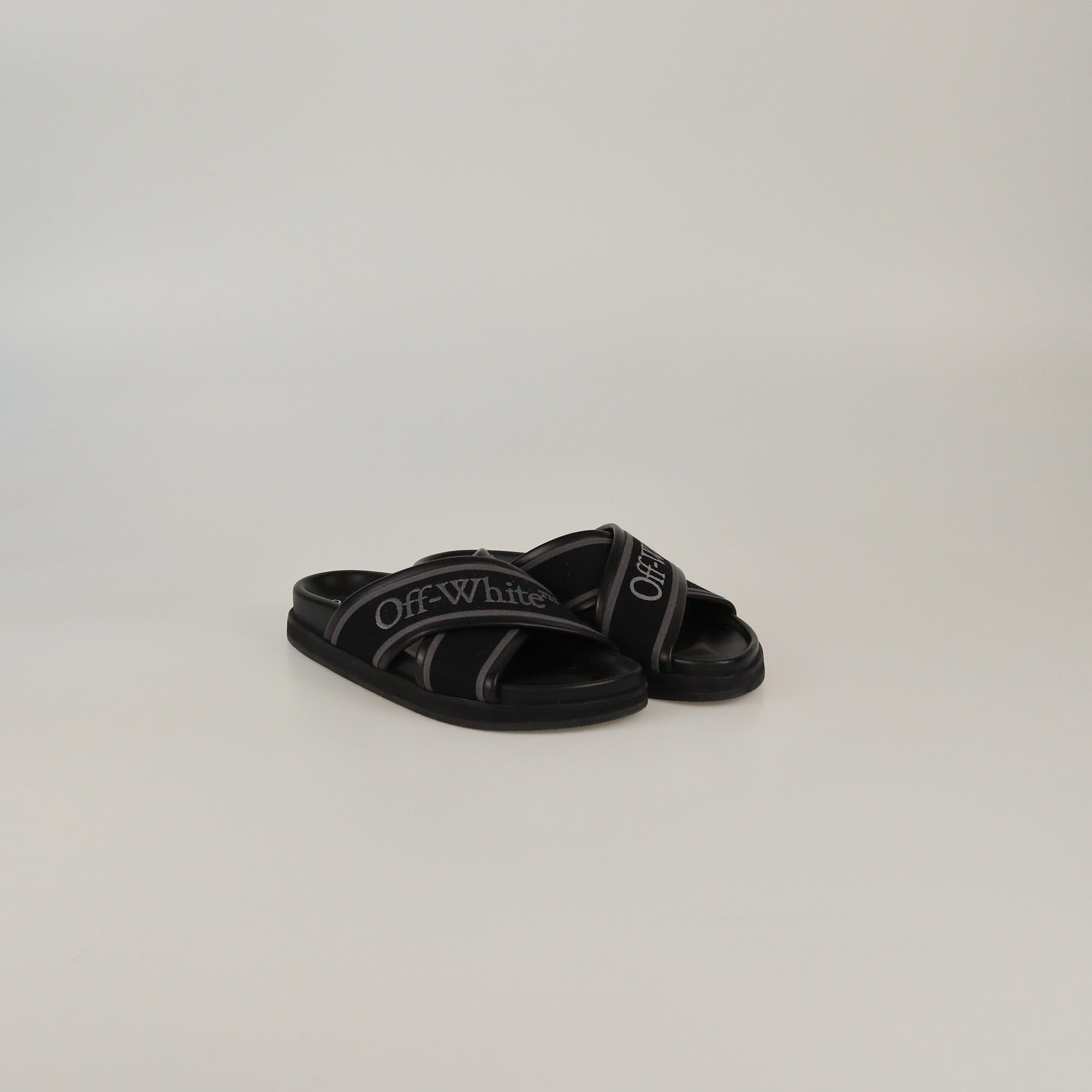 Off-White Black Cloud Criss Cross Slides Womens Off-White