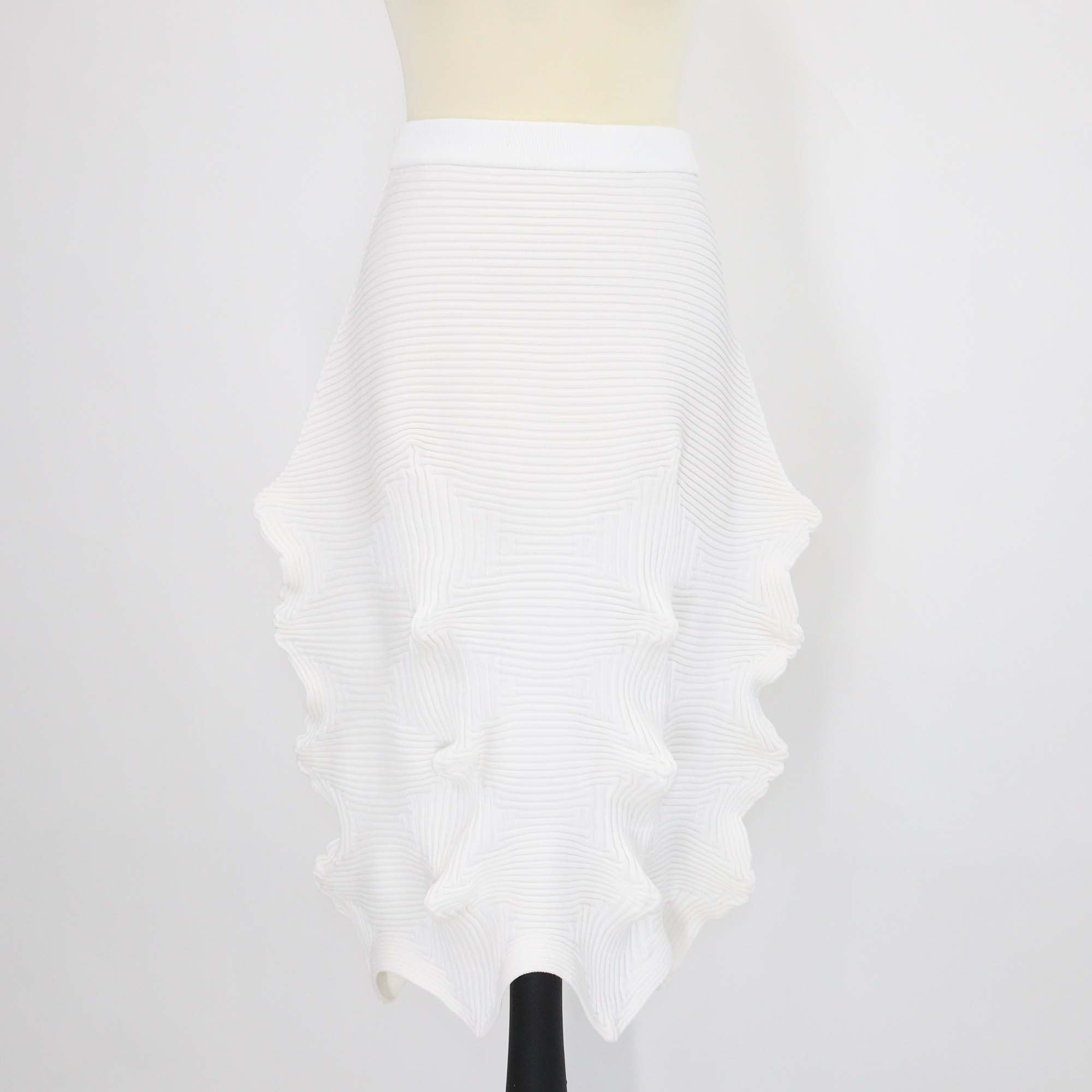 Issey Miyake White Polyester Linkage Midi Skirt