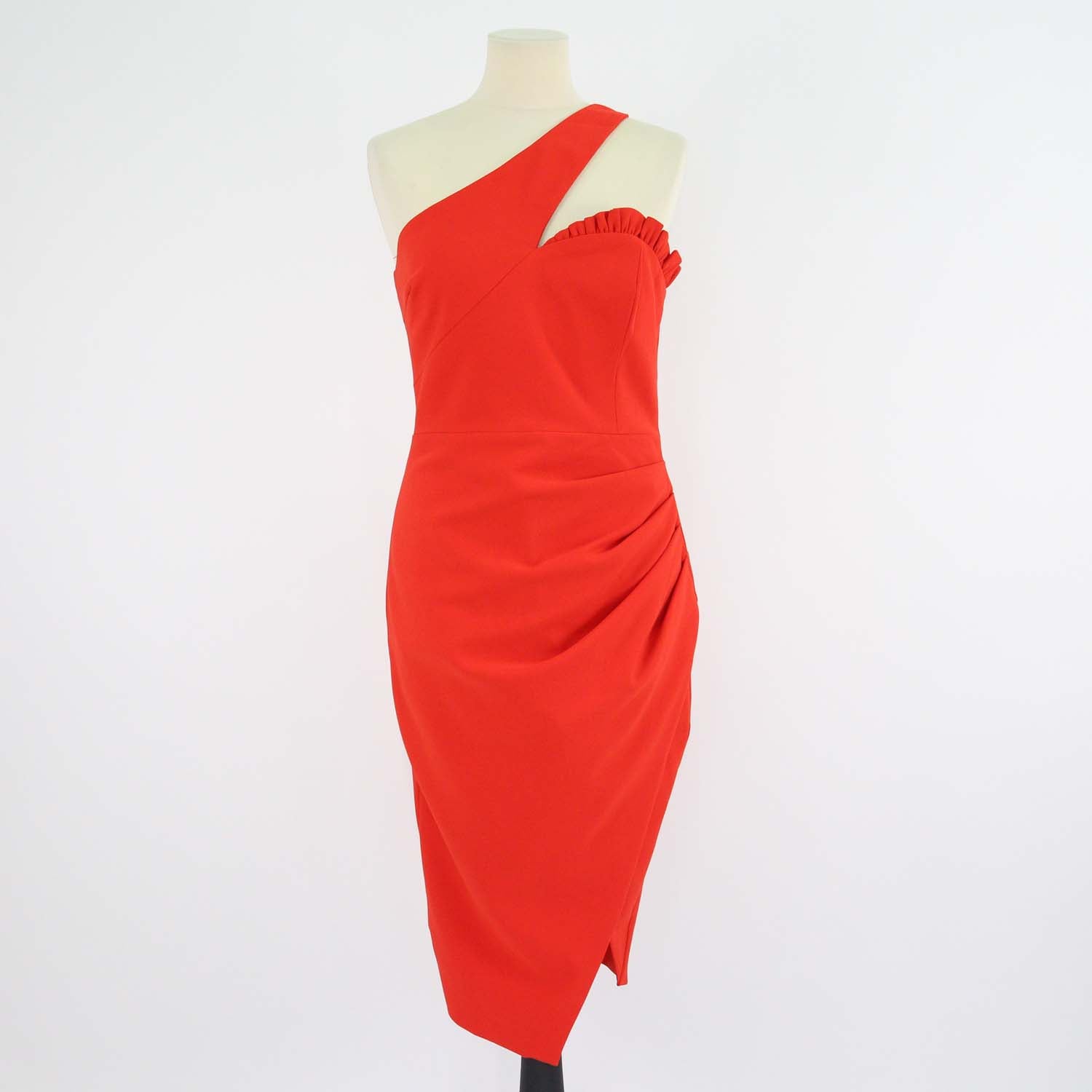Lavish Alice Red Blend Polyester Ruched One-Shoulder Bodycon Dress