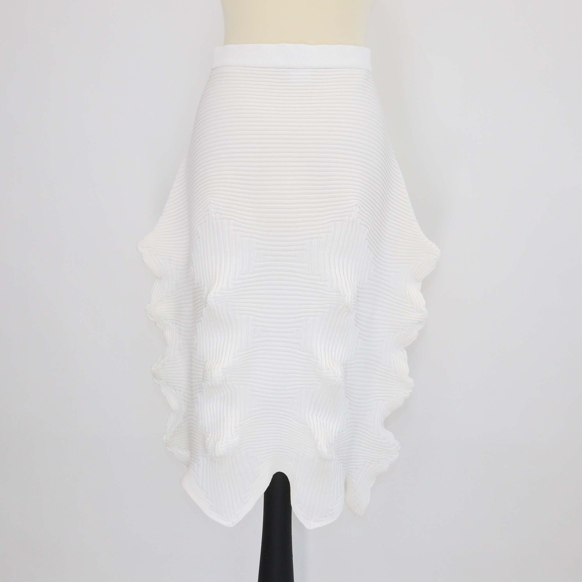 Issey Miyake White Polyester Linkage Midi Skirt