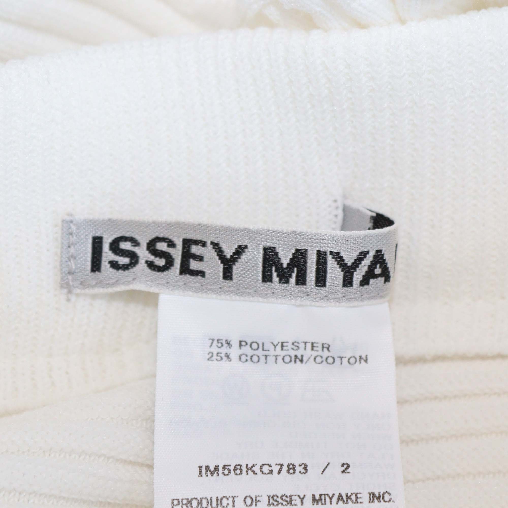 Issey Miyake White Polyester Linkage Midi Skirt