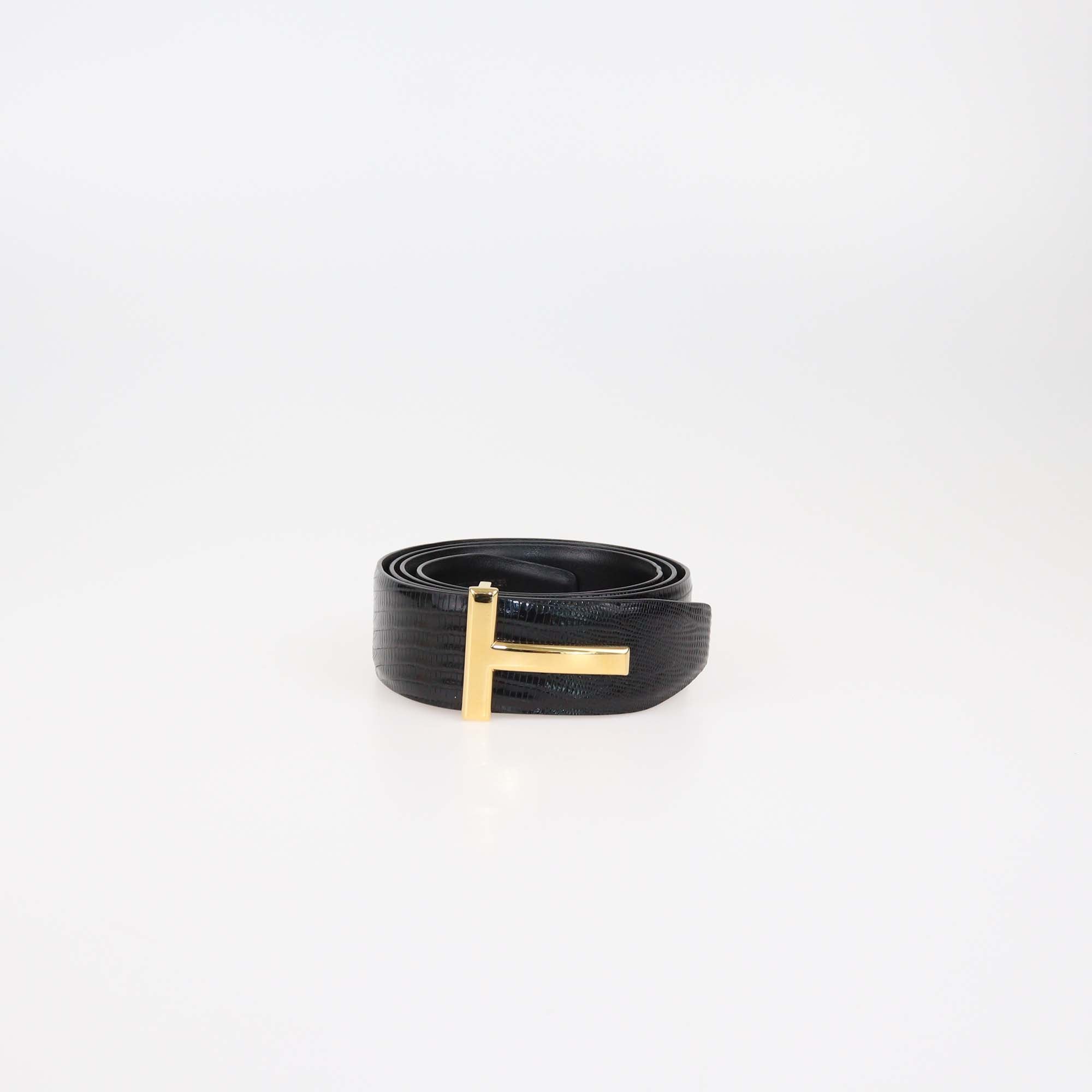 Tom Ford black Lizard T-Buckle Belt