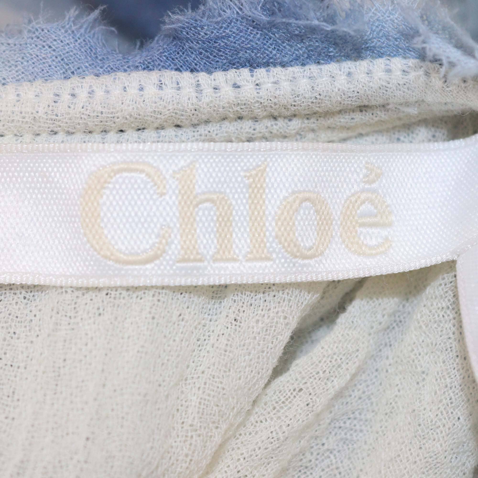 Chloe Blue/Beige Ruffled Tie-Dye Blouse Womens Chloe