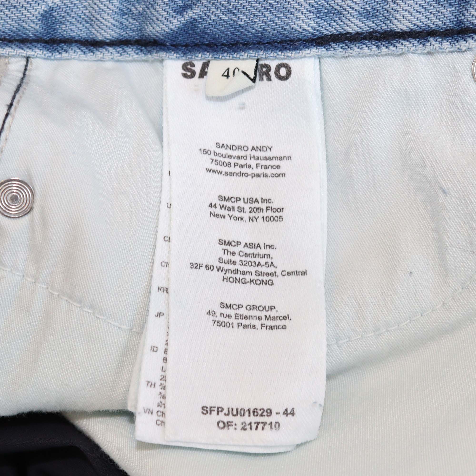Sandro Blue Denim and Nylon Hybrid Midi Skirt