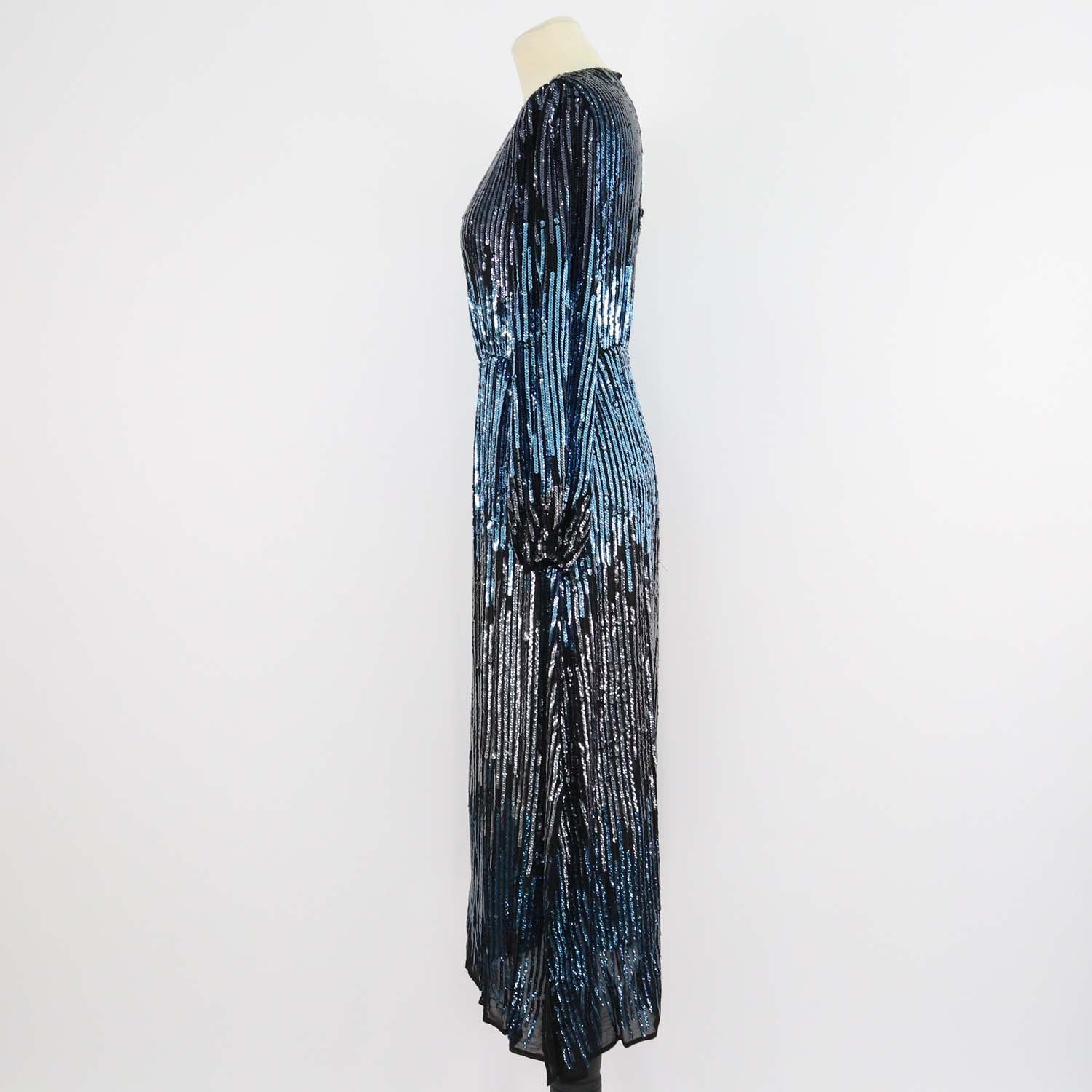 Rixo Metallic Viscose Sequins Midi Dress