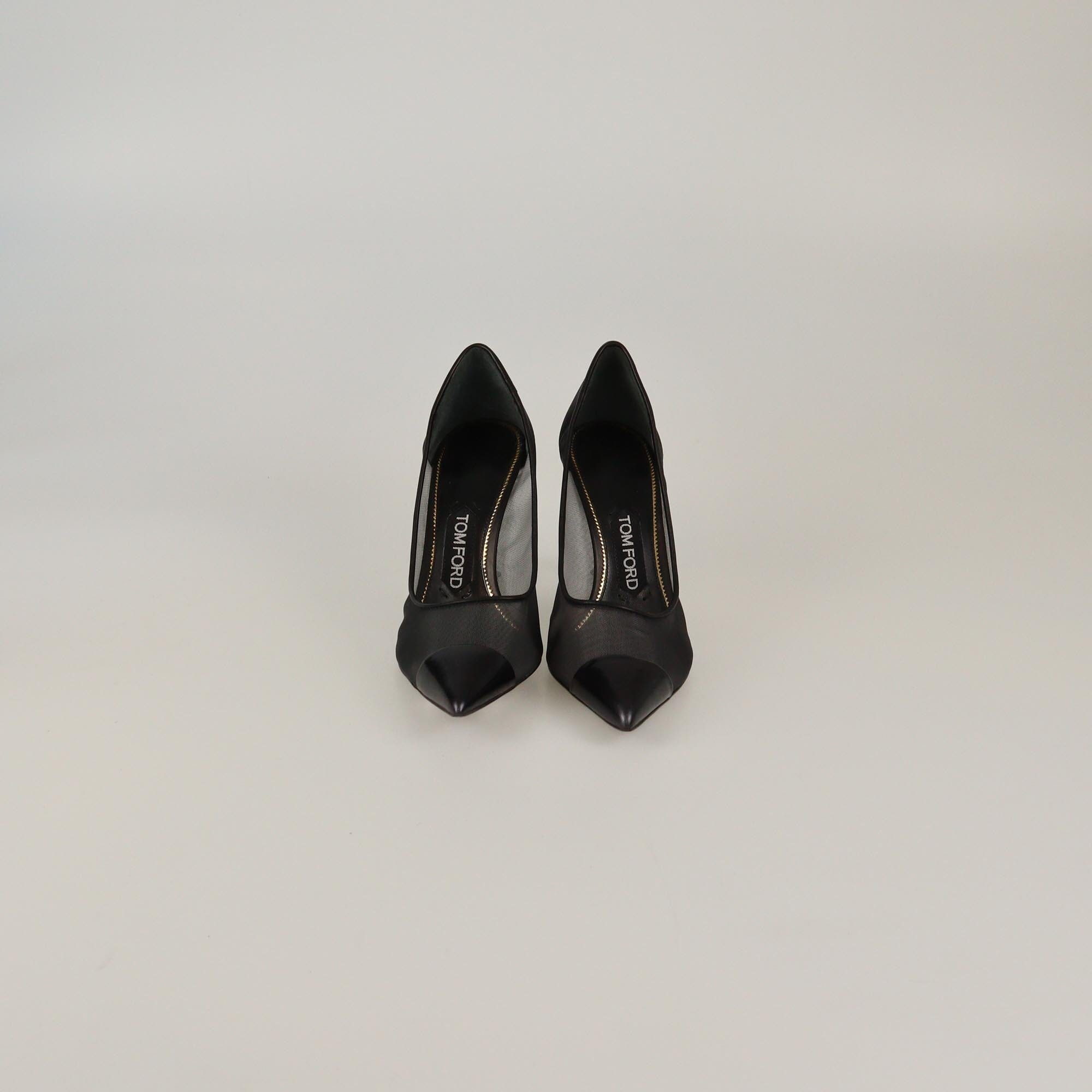 Tom Ford Black Mesh Cap Pointed Toe Pumps Womens Tom Ford